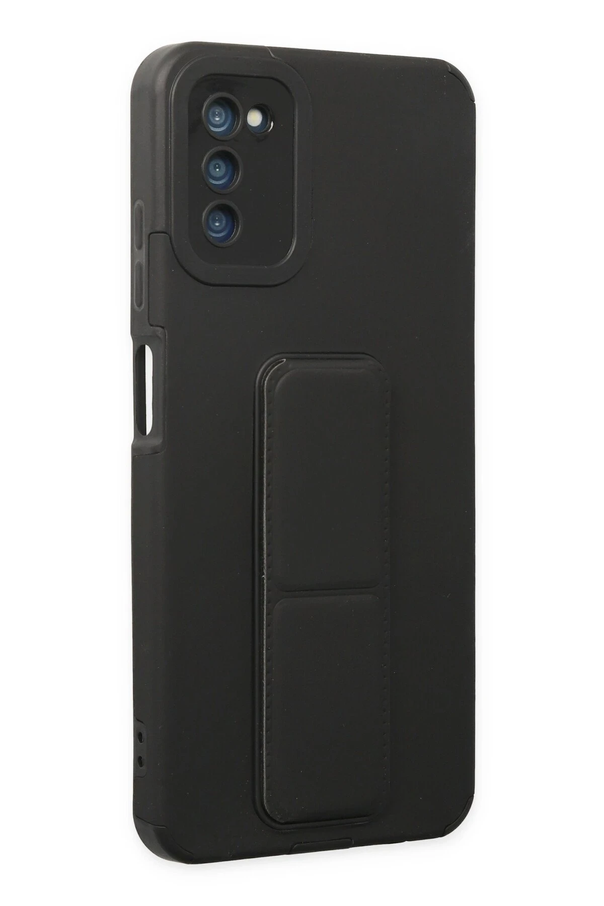 Newface Samsung Galaxy A03S Kılıf Mega Standlı Silikon - Siyah