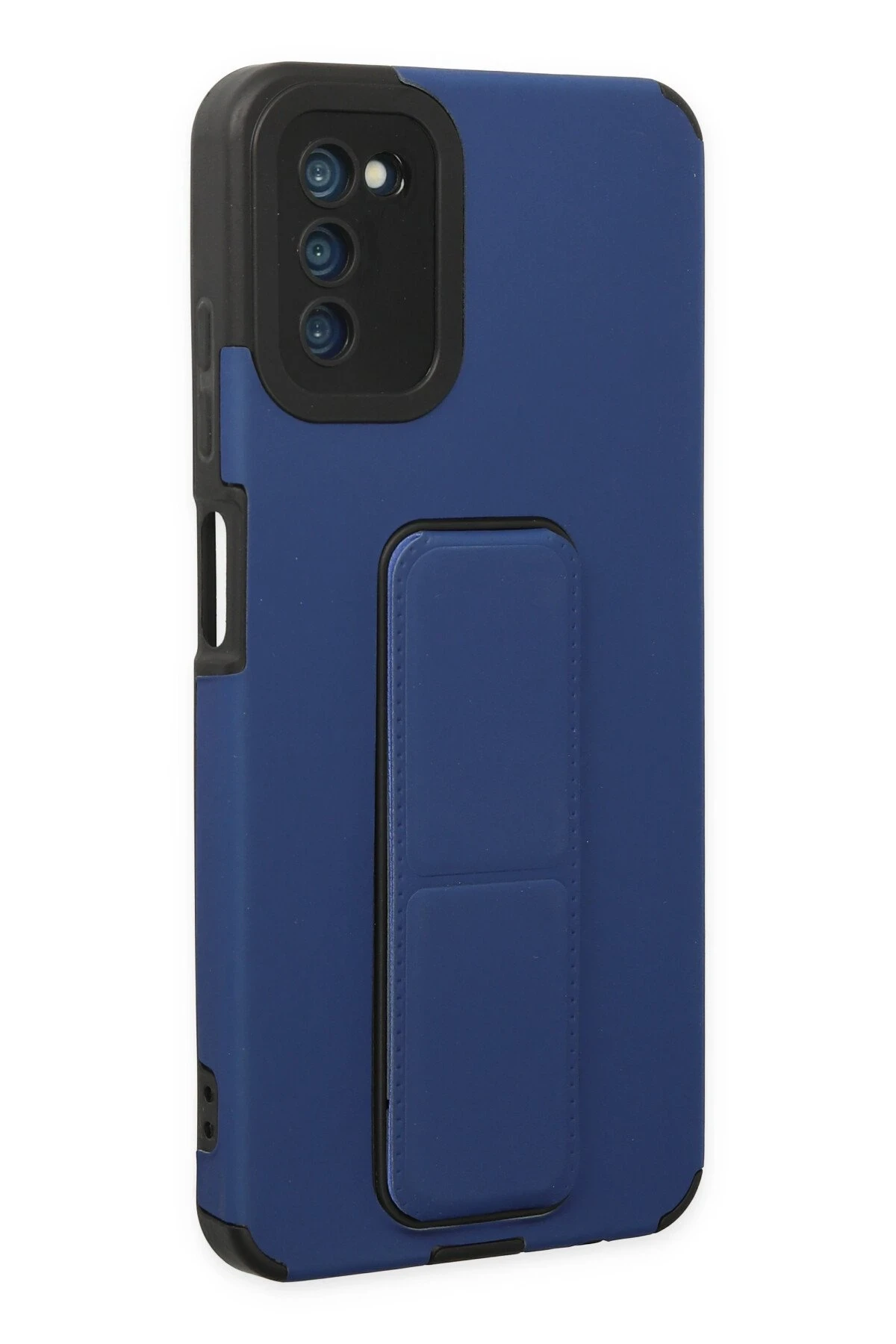Newface Samsung Galaxy A03S Kılıf Mega Standlı Silikon - Mavi