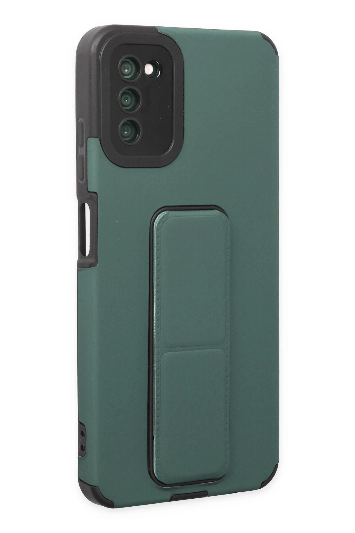 Newface Samsung Galaxy A03S Kılıf Mega Standlı Silikon - Yeşil