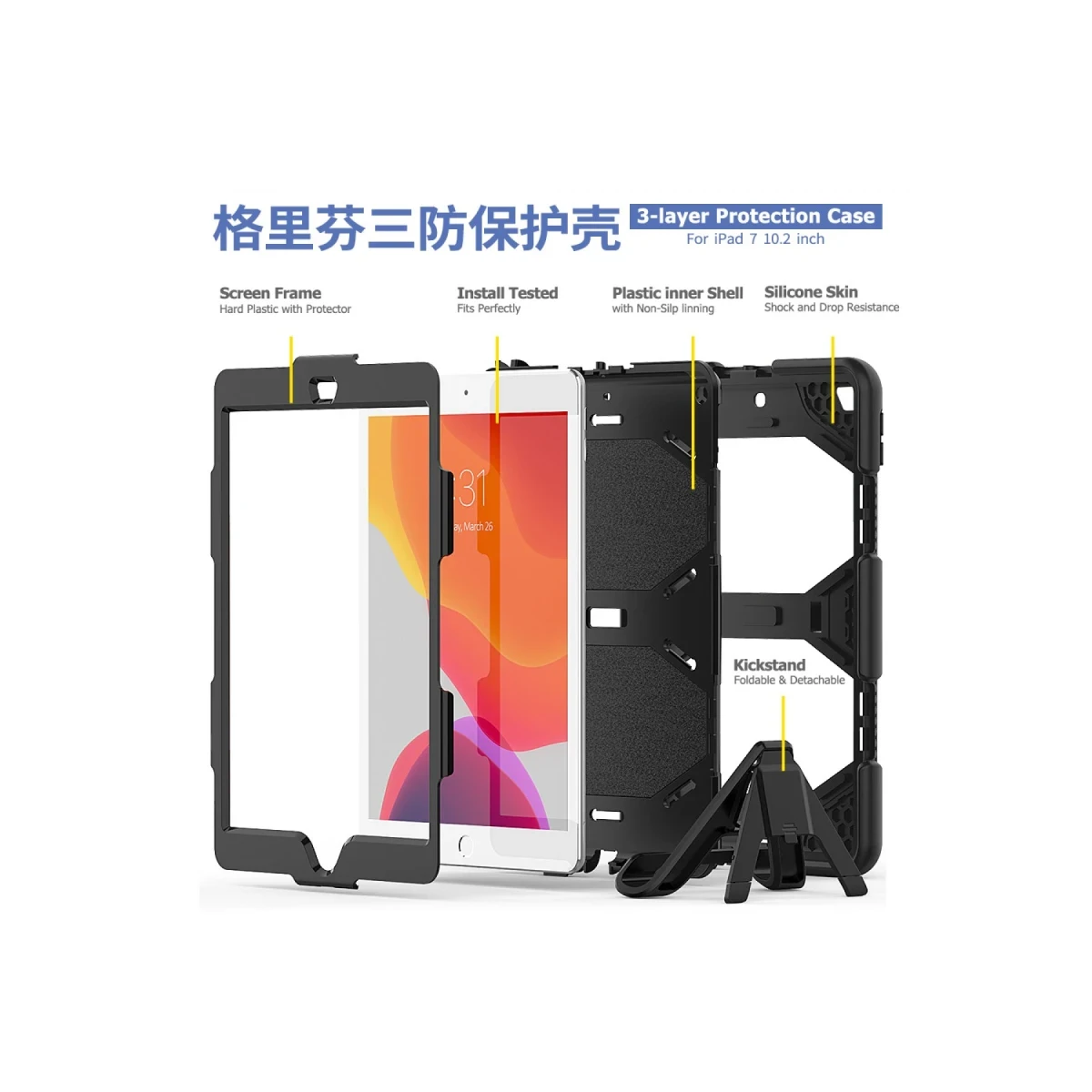 Newface Apple iPad 10.2 (7.nesil) Kılıf Griffin Tablet Kapak - Siyah — görsel 12