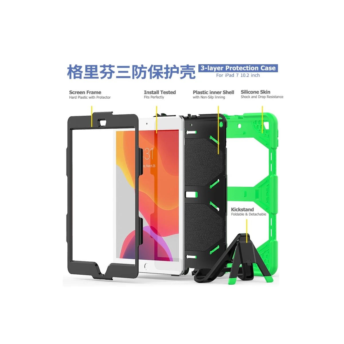 Newface Apple iPad 10.2 (7.nesil) Kılıf Griffin Tablet Kapak - Yeşil