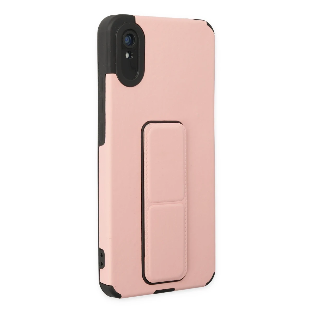 Newface Xiaomi Redmi 9A Kılıf Mega Standlı Silikon - Pudra