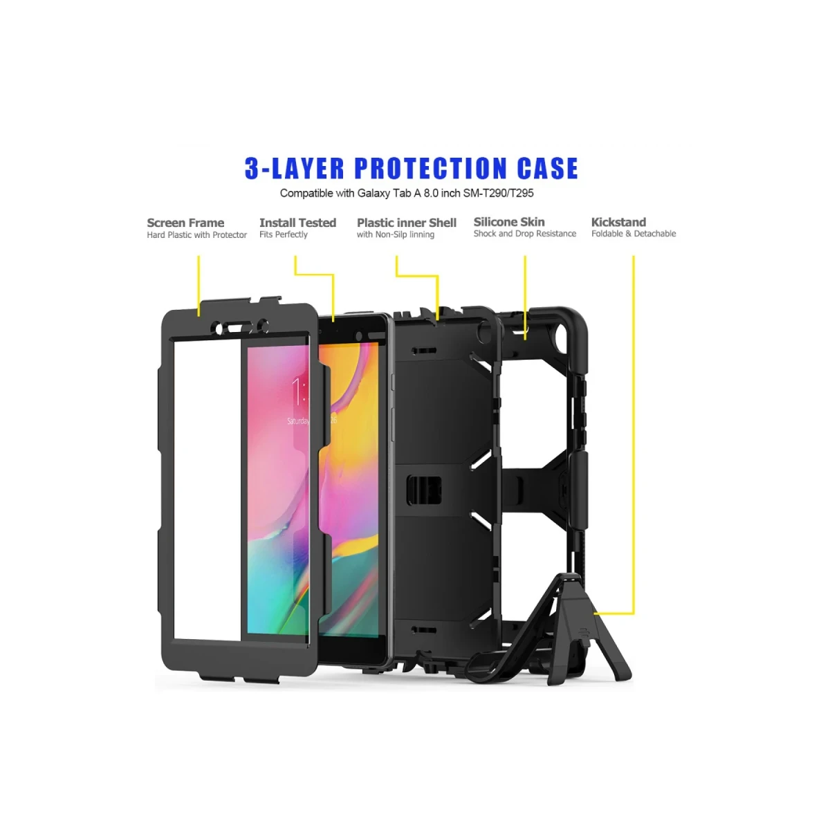 Newface Samsung Galaxy T290 Tab A 8 Kılıf Griffin Tablet Kapak - Siyah — görsel 10