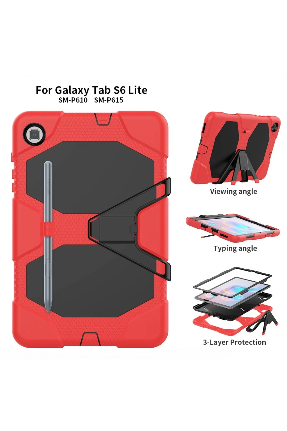 Newface Samsung Galaxy T500 Tab A7 10.4 Kılıf Griffin Tablet Kapak - Kırmızı