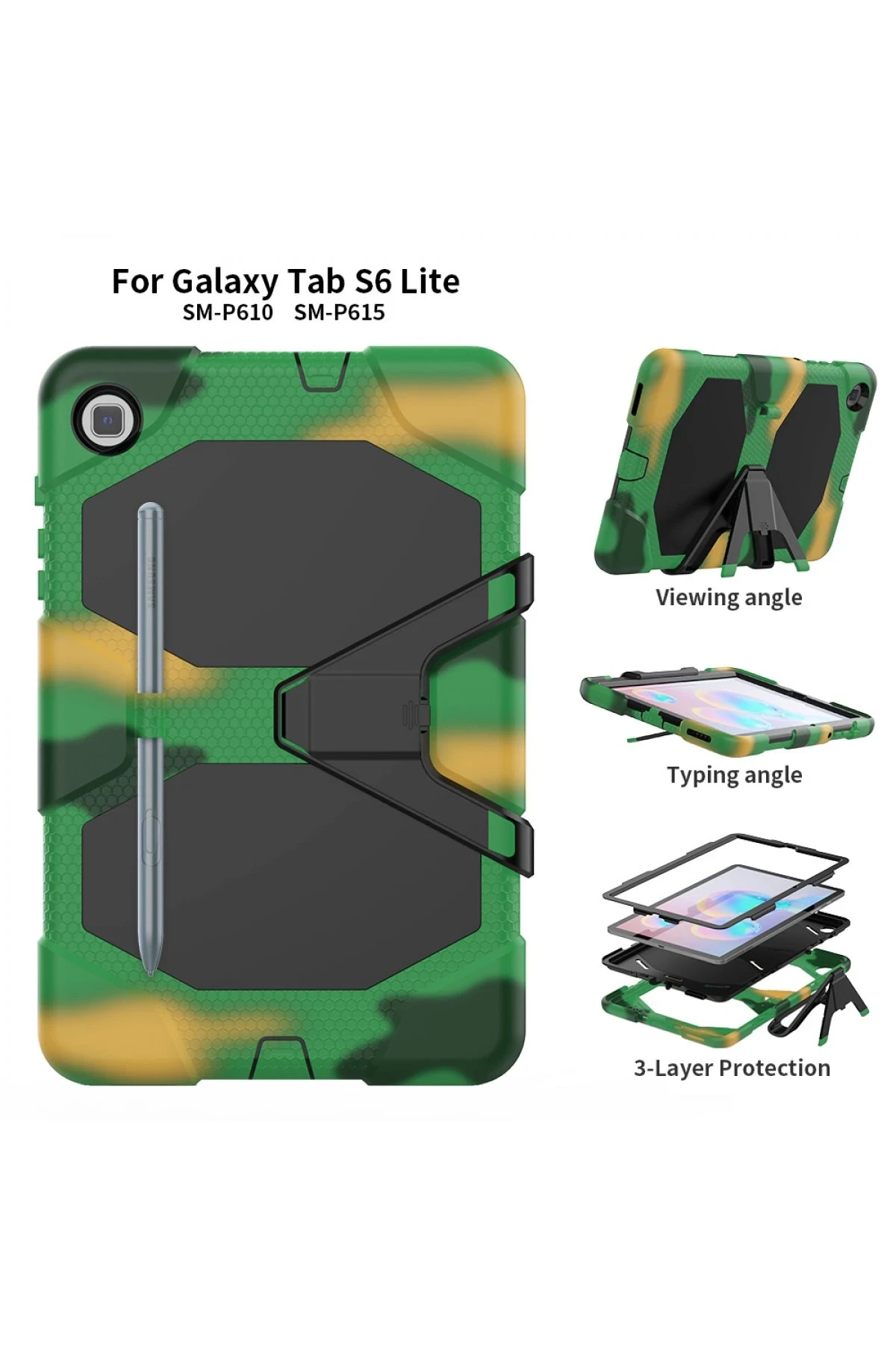 Newface Samsung Galaxy T500 Tab A7 10.4 Kılıf Griffin Tablet Kapak - Kamuflaj