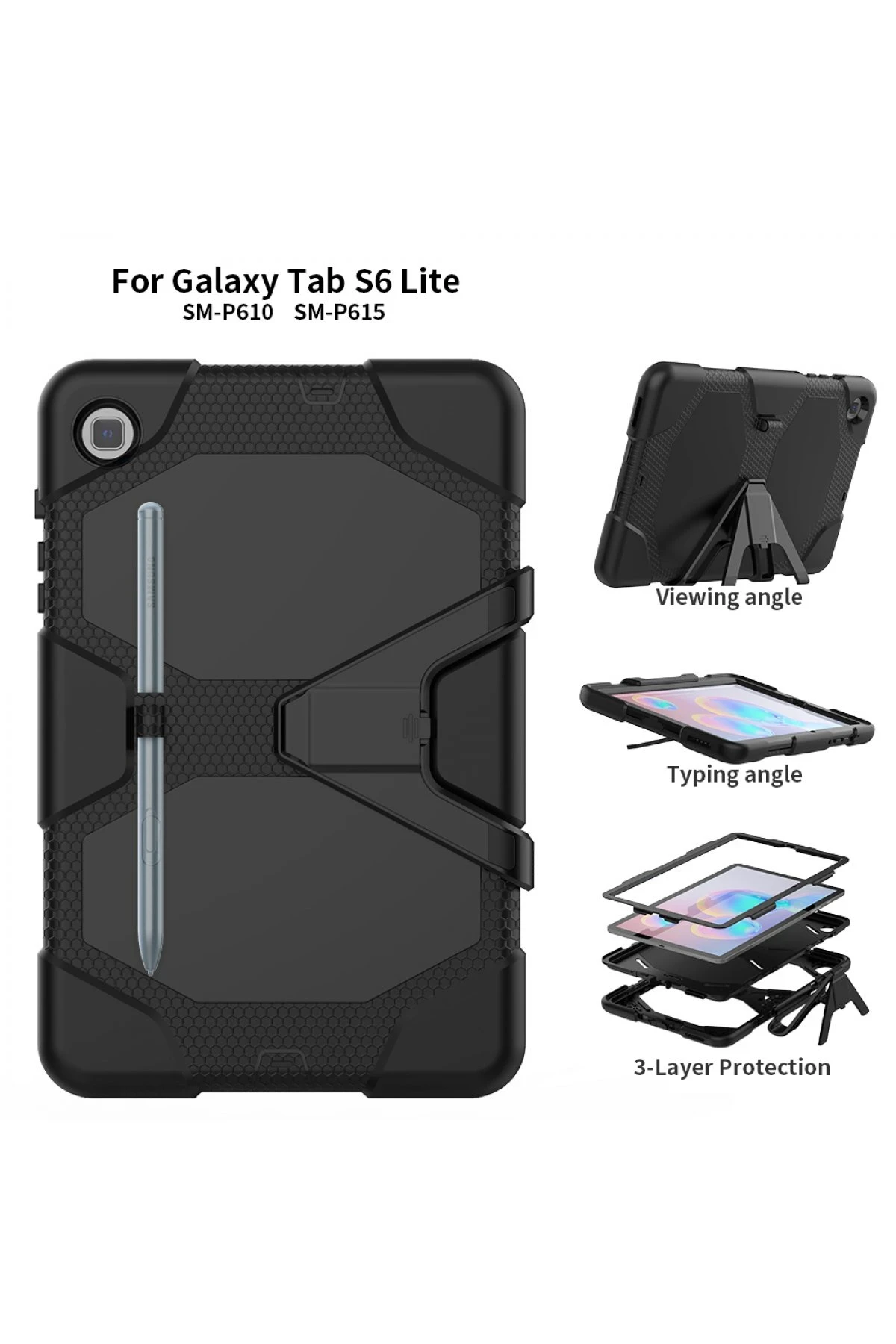 Newface Samsung Galaxy P610 Tab S6 Lite 10.4 Kılıf Griffin Tablet Kapak - Siyah — görsel 4
