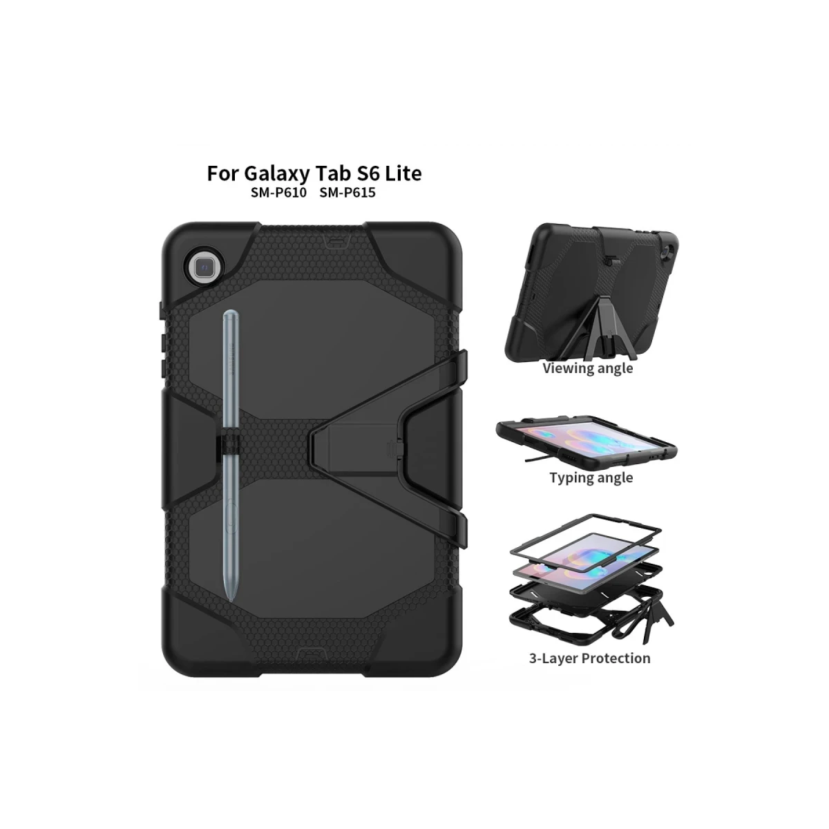 Newface Samsung Galaxy P610 Tab S6 Lite 10.4 Kılıf Griffin Tablet Kapak - Siyah — görsel 11