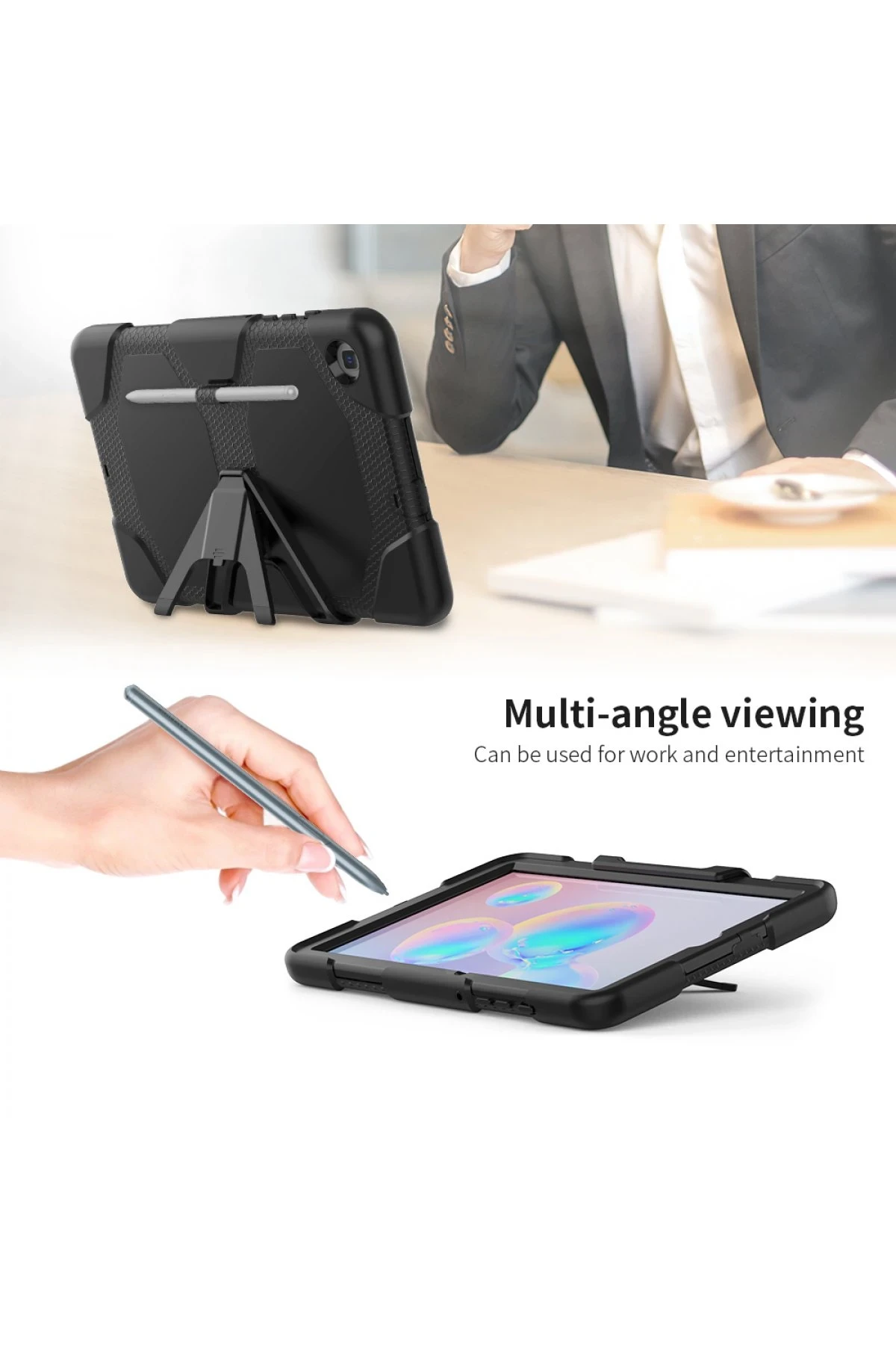 Newface Samsung Galaxy P610 Tab S6 Lite 10.4 Kılıf Griffin Tablet Kapak - Siyah — görsel 7