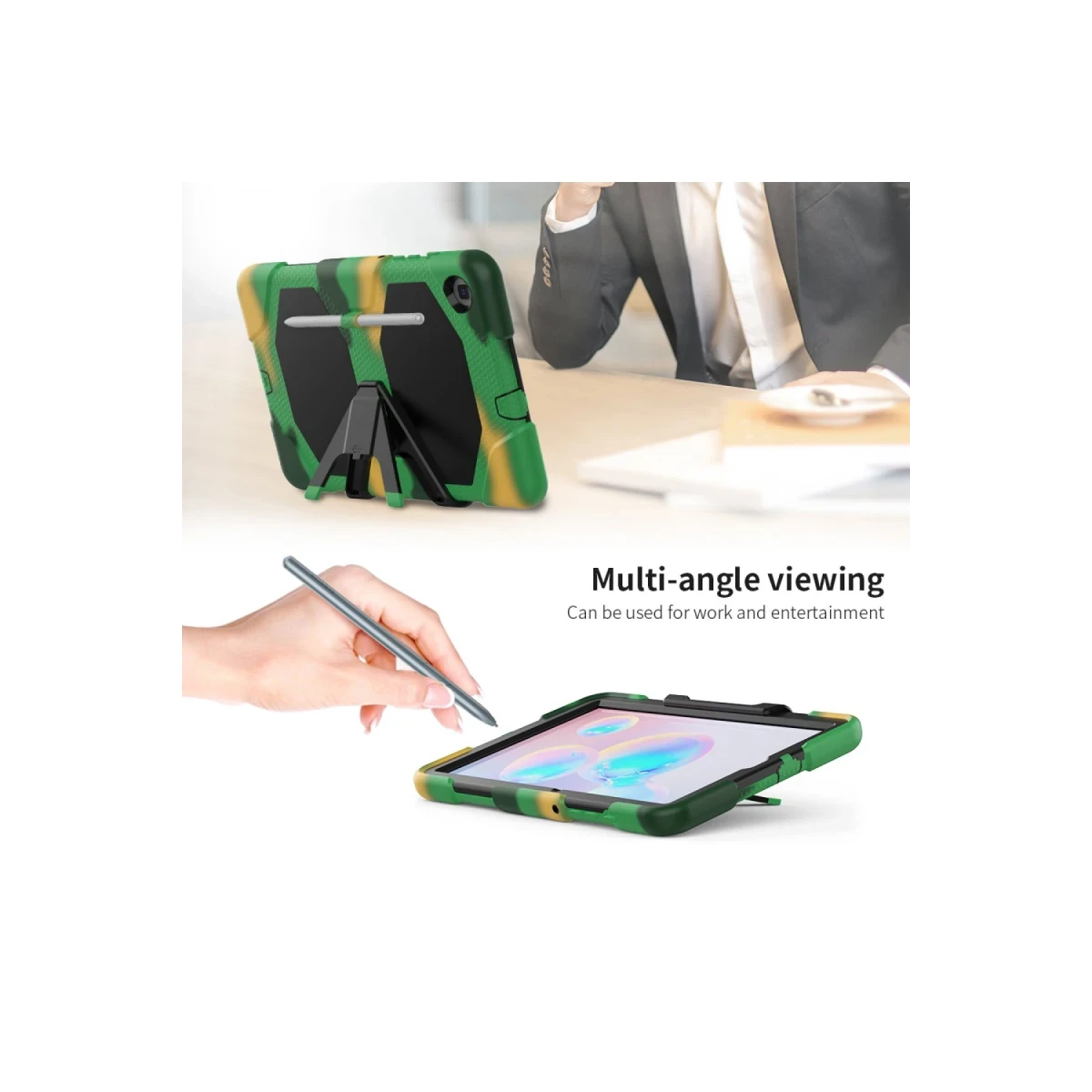 Samsung Galaxy P610 Tab S6 Lite 10.4 Kılıf Griffin Tablet Kapak - Kamuflaj