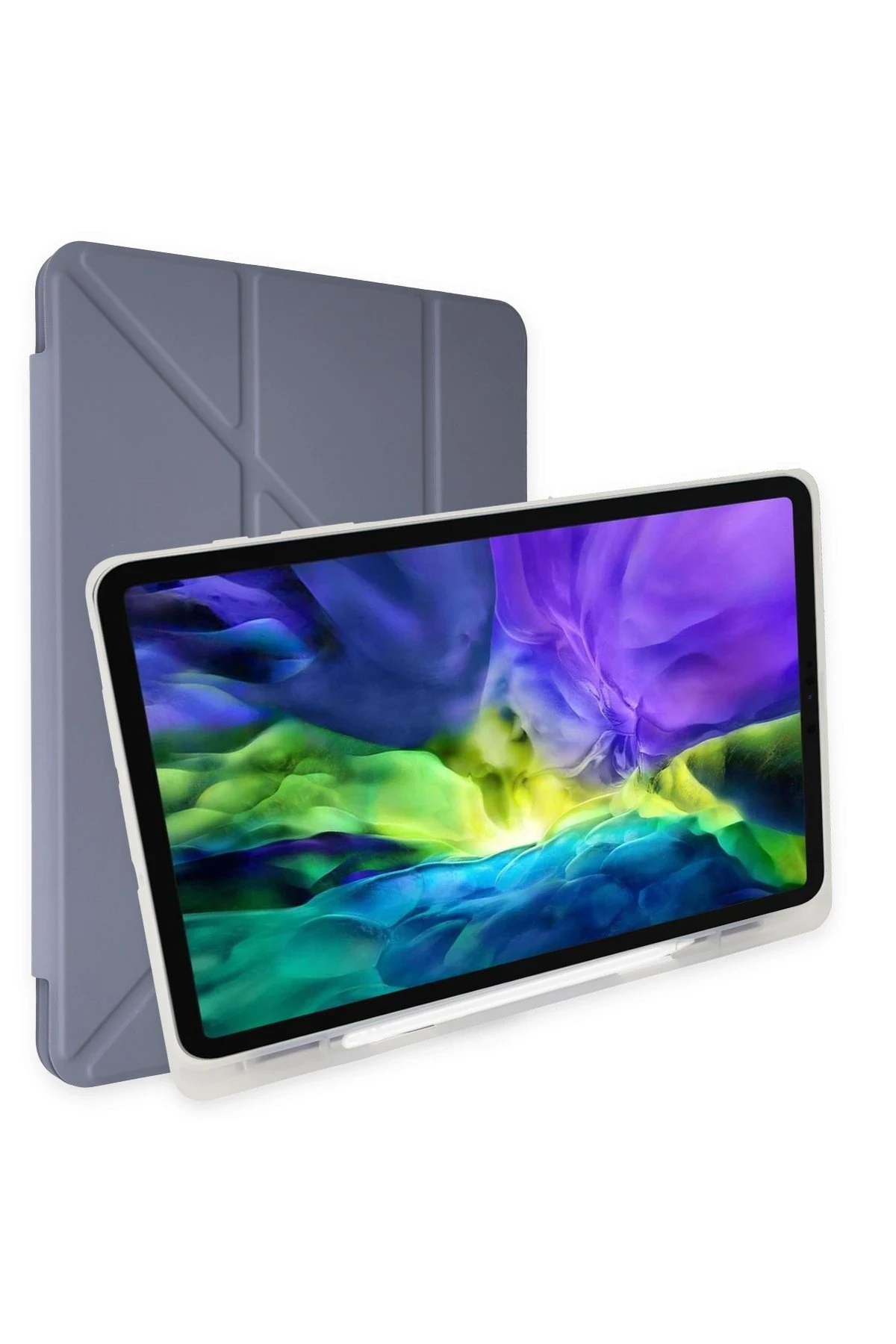 Newface iPad 10.2 (8.nesil) Kılıf Kalemlikli Mars Tablet Kılıfı - Lila