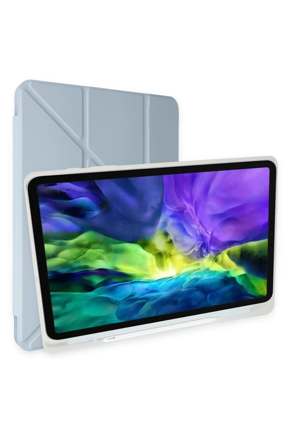 Newface iPad 10.2 (8.nesil) Kılıf Kalemlikli Mars Tablet Kılıfı - Mavi