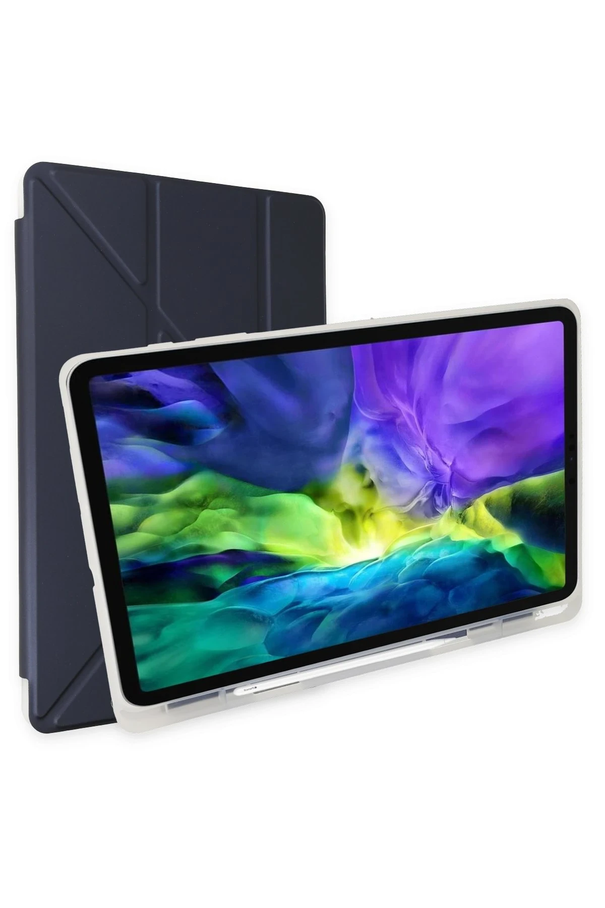 Newface iPad 10.2 (8.nesil) Kılıf Kalemlikli Mars Tablet Kılıfı - Lacivert