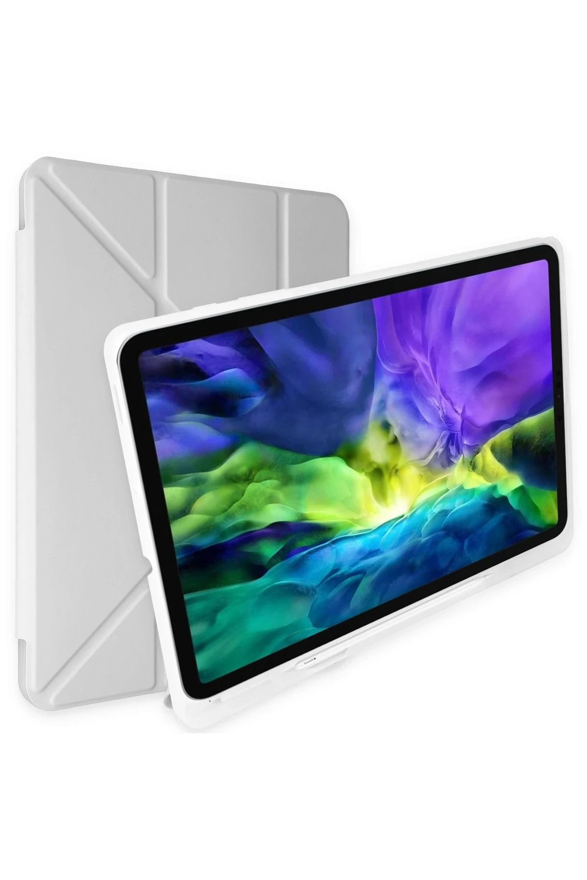 Newface iPad 10.2 (8.nesil) Kılıf Kalemlikli Mars Tablet Kılıfı - Gri