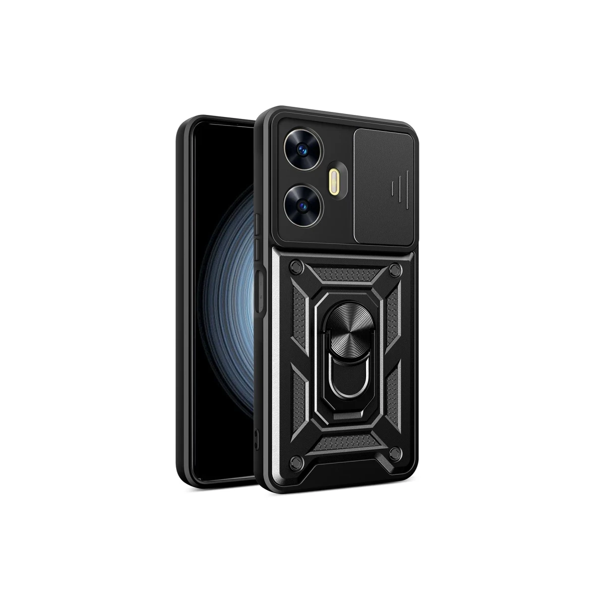 Newface Realme C55 Kılıf Pars Lens Yüzüklü Silikon - Siyah — görsel 4
