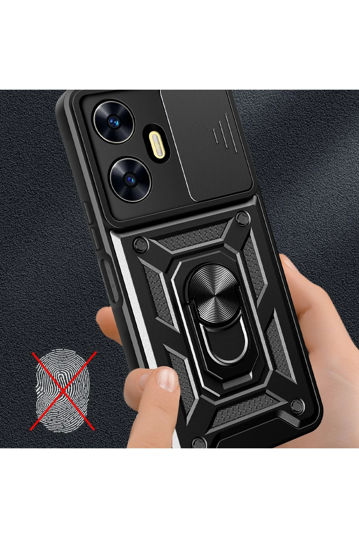 Newface Realme C55 Kılıf Pars Lens Yüzüklü Silikon - Siyah — görsel 3