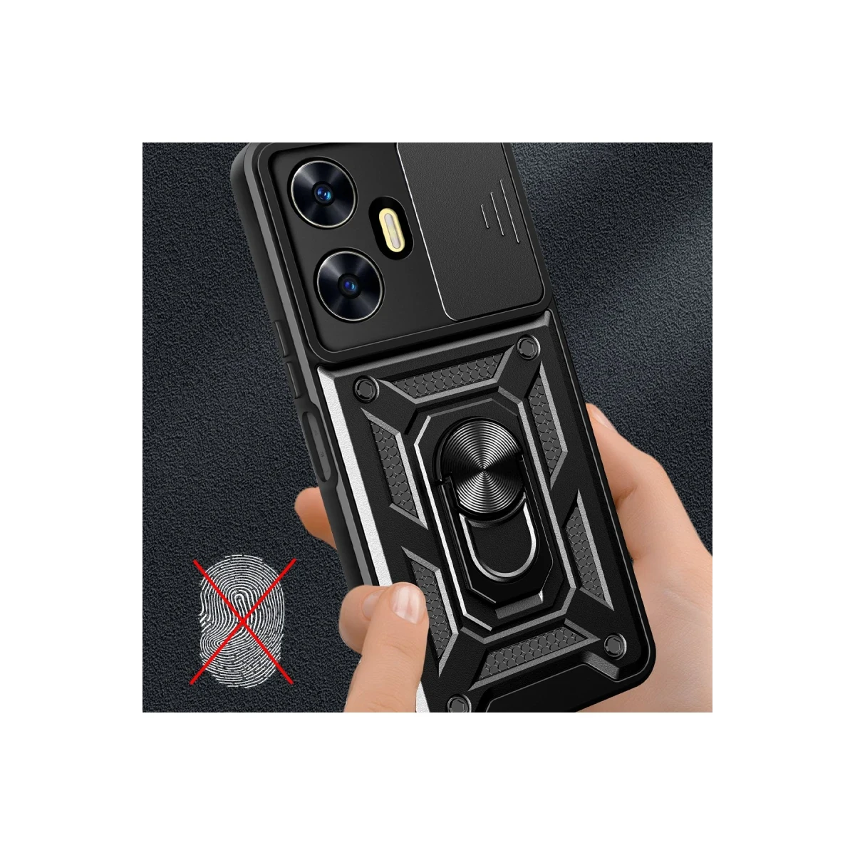 Newface Realme C55 Kılıf Pars Lens Yüzüklü Silikon - Siyah — görsel 6