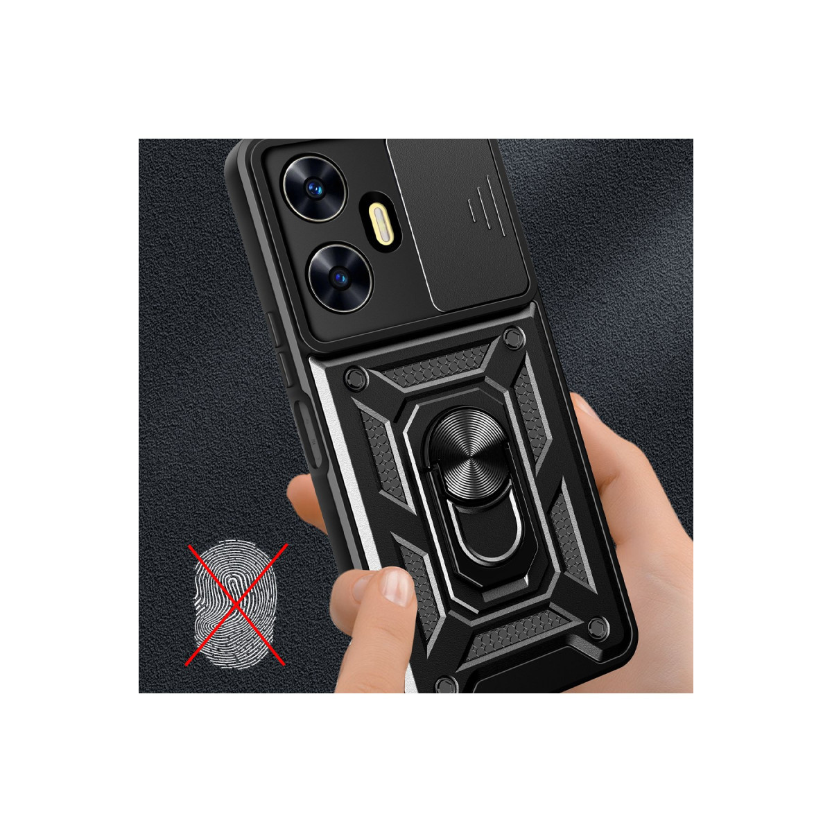 Newface Realme C55 Kılıf Pars Lens Yüzüklü Silikon - Siyah — görsel 9