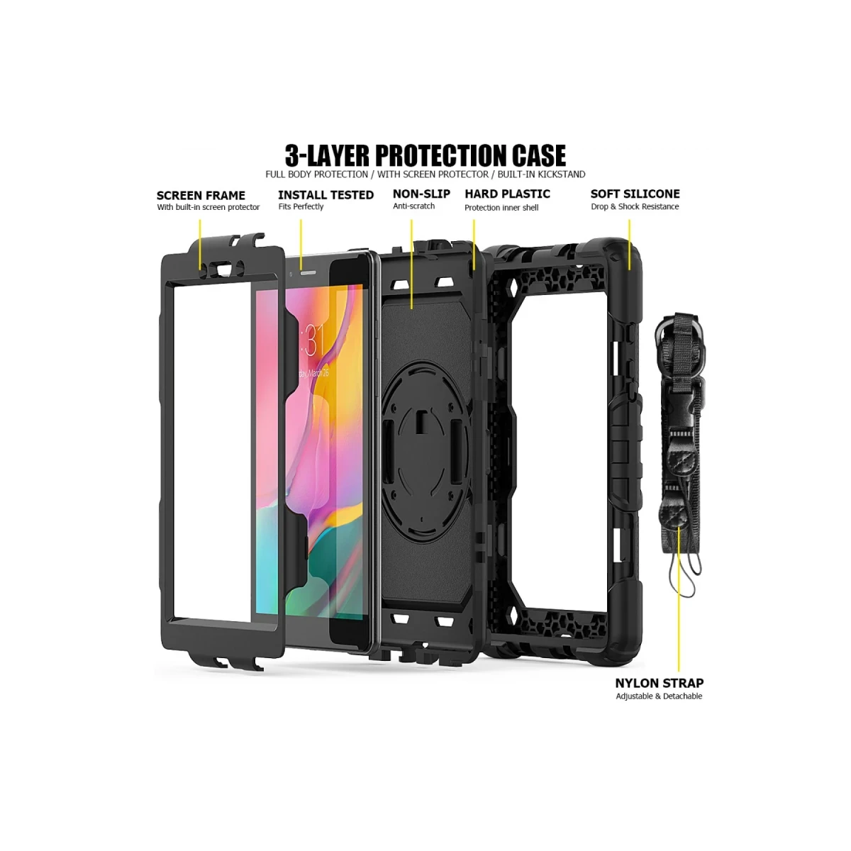 Newface Samsung Galaxy T290 Tab A 8 Kılıf Pars Tablet Kapak - Siyah — görsel 10