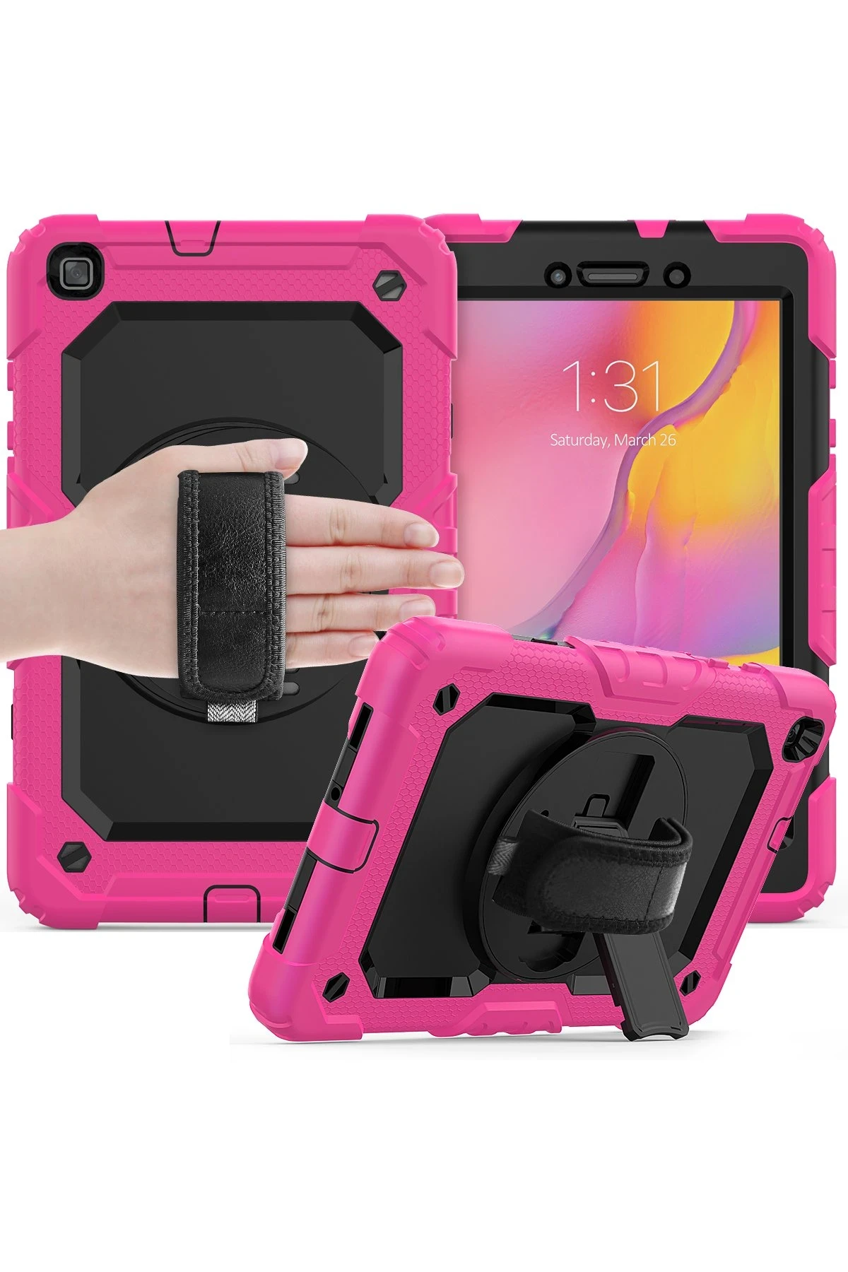 Newface Samsung Galaxy T290 Tab A 8 Kılıf Pars Tablet Kapak - Pembe
