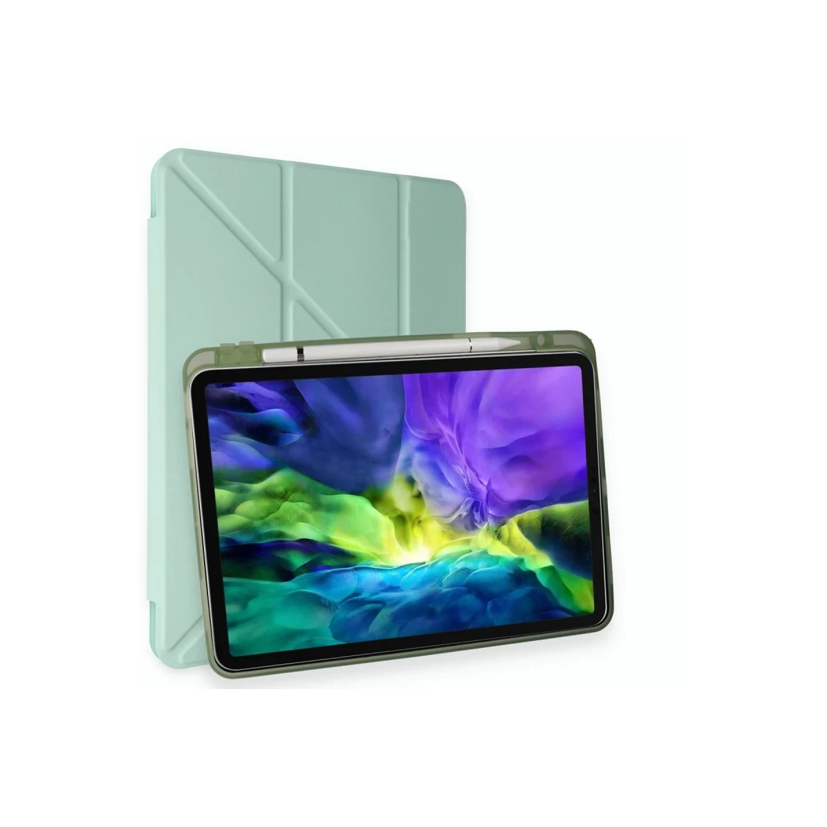 Apple iPad Air 4 10.9 Kılıf Kalemlikli Mars Tablet Kılıfı - Açık Yeşil