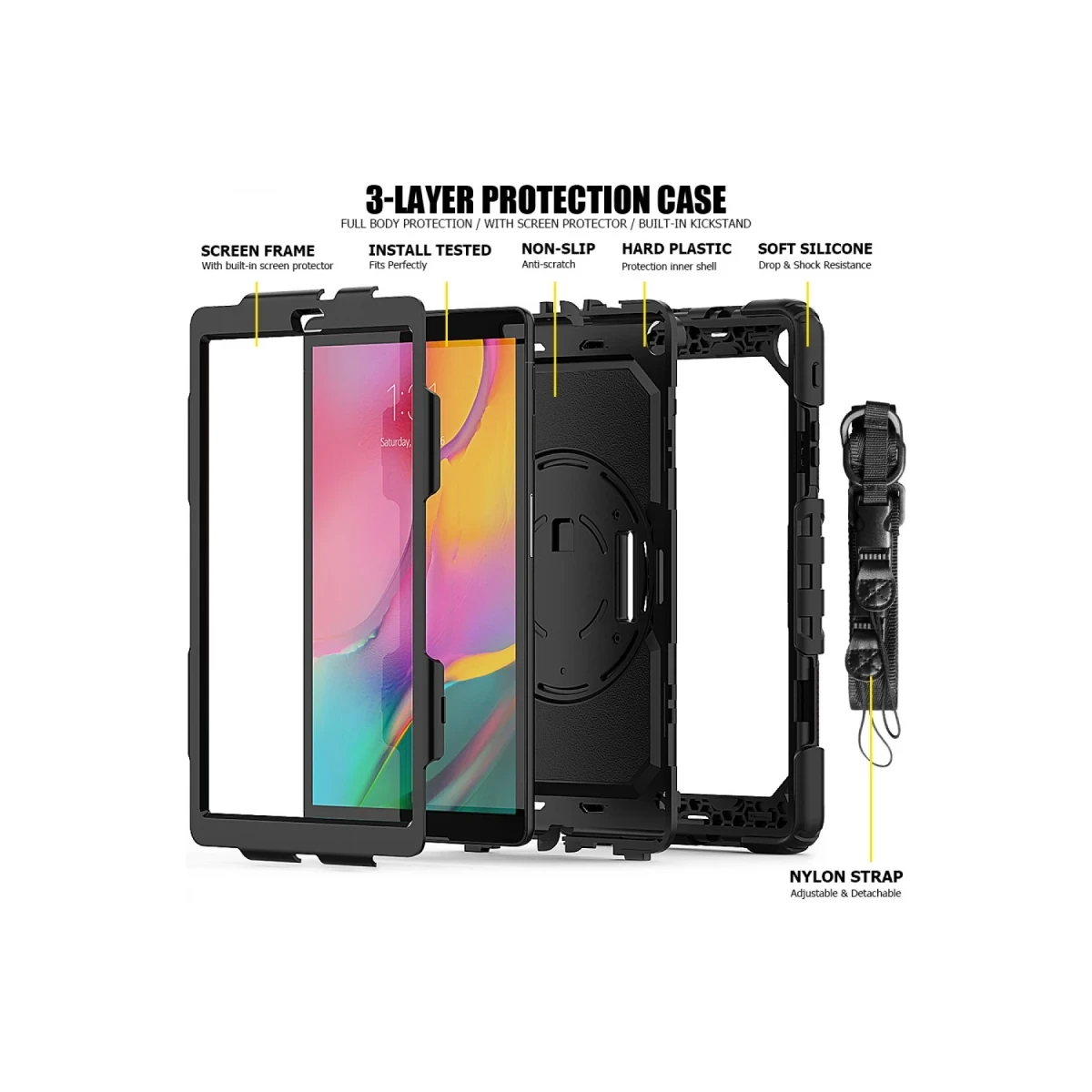 Newface Samsung Galaxy T510 Tab A 10.1 Kılıf Pars Tablet Kapak - Siyah — görsel 10