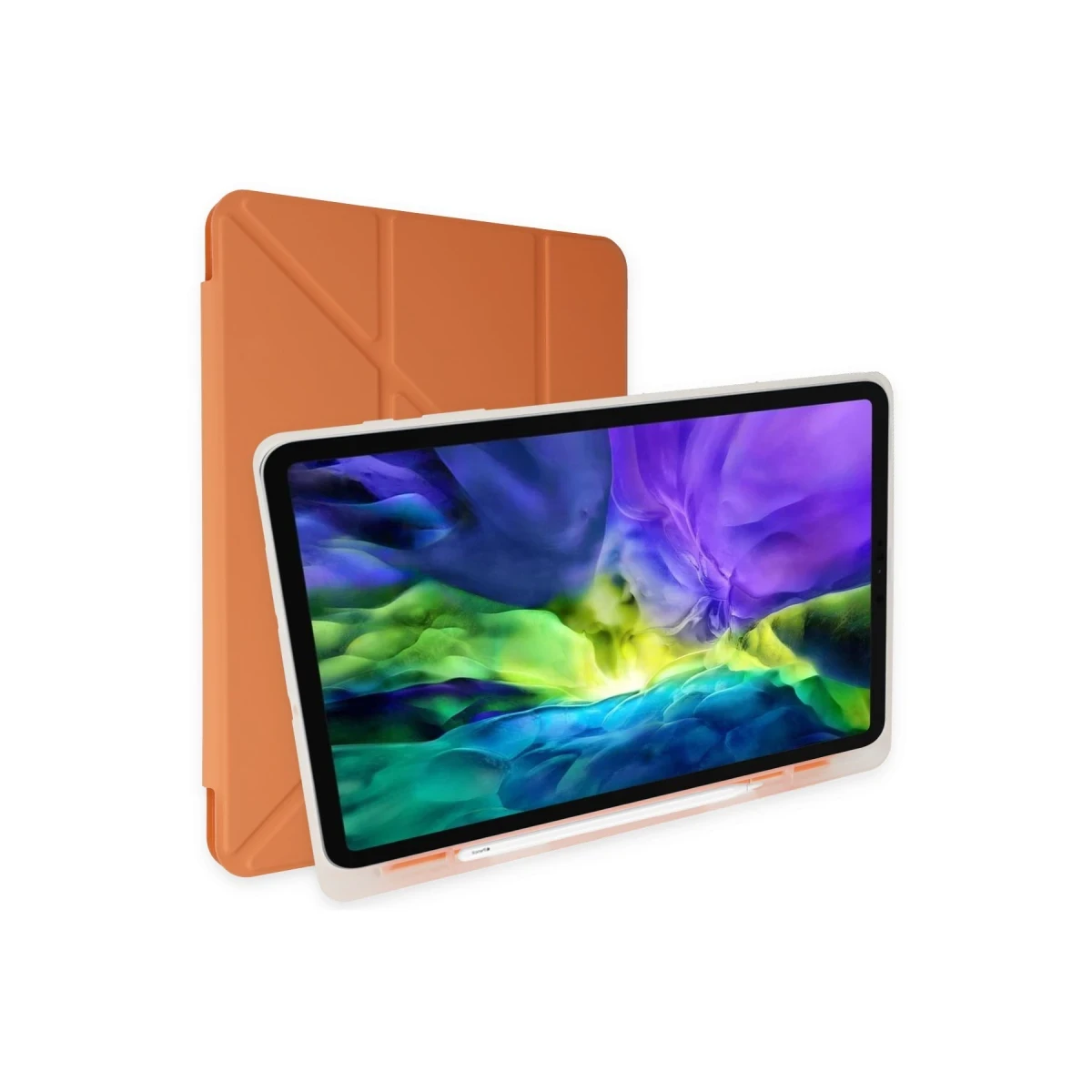 Newface Apple iPad 9.7 (2018) Kılıf Kalemlikli Mars Tablet Kılıfı - Turuncu