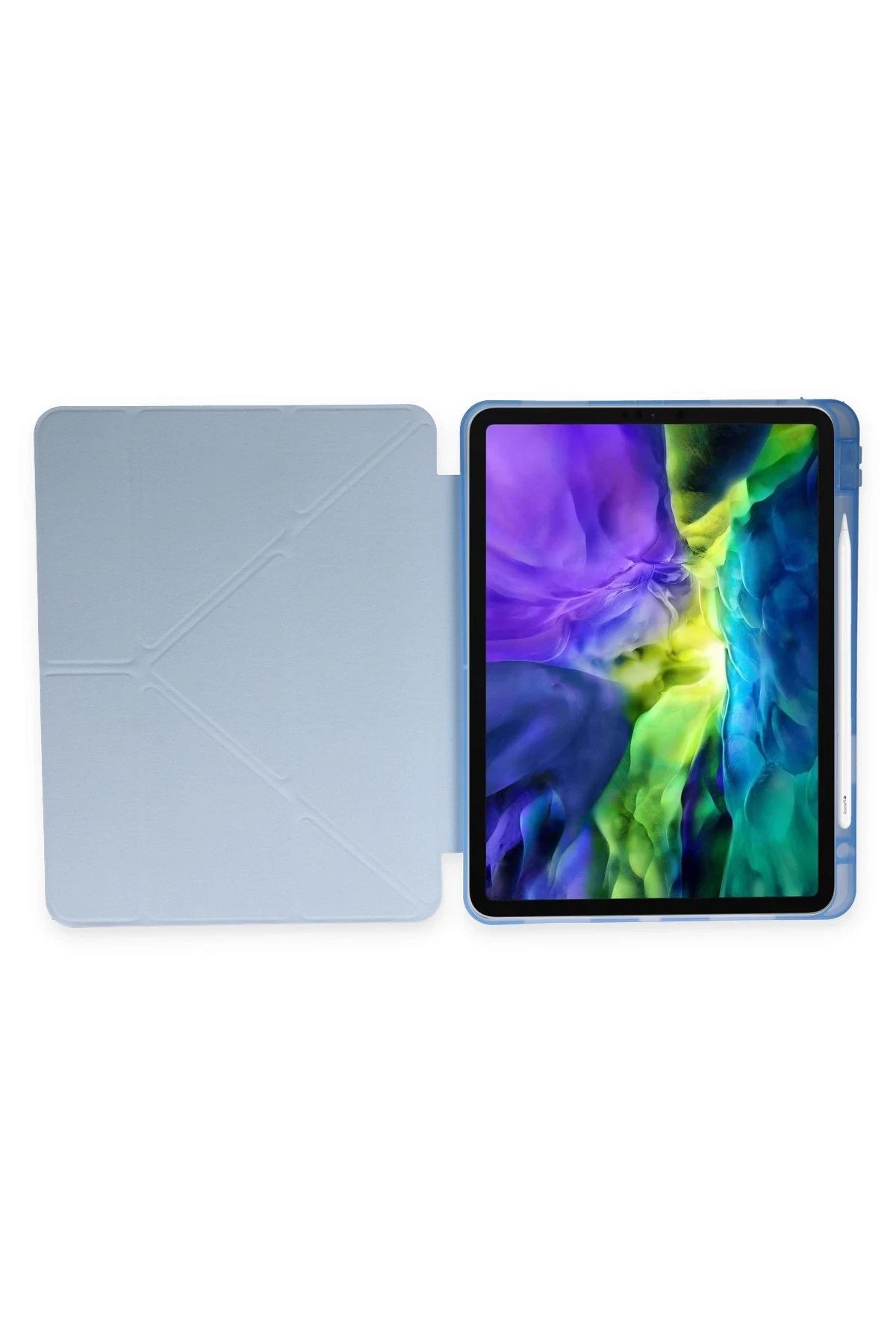 Newface iPad Pro 12.9 (2021) Kılıf Kalemlikli Mars Tablet Kılıfı - Mavi