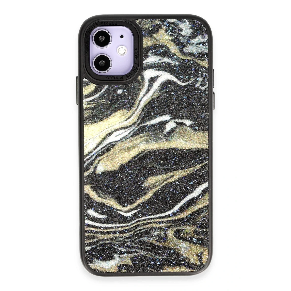 Newface Apple iPhone 12 Kılıf Moda Simli Kapak - Siyah — görsel 6