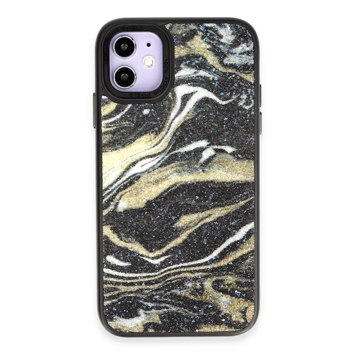 Newface Apple iPhone 12 Kılıf Moda Simli Kapak - Siyah — görsel 11