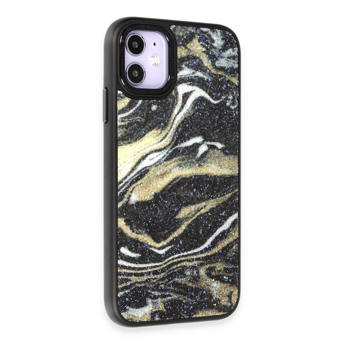 Newface Apple iPhone 12 Kılıf Moda Simli Kapak - Siyah — görsel 12