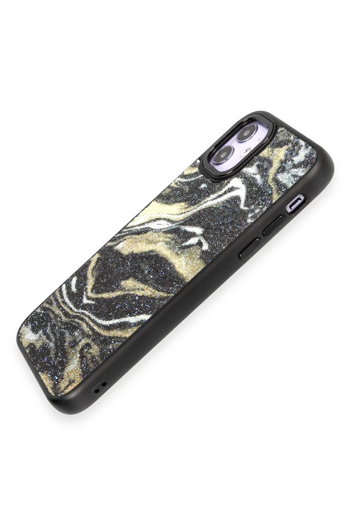 Newface Apple iPhone 12 Kılıf Moda Simli Kapak - Siyah — görsel 3