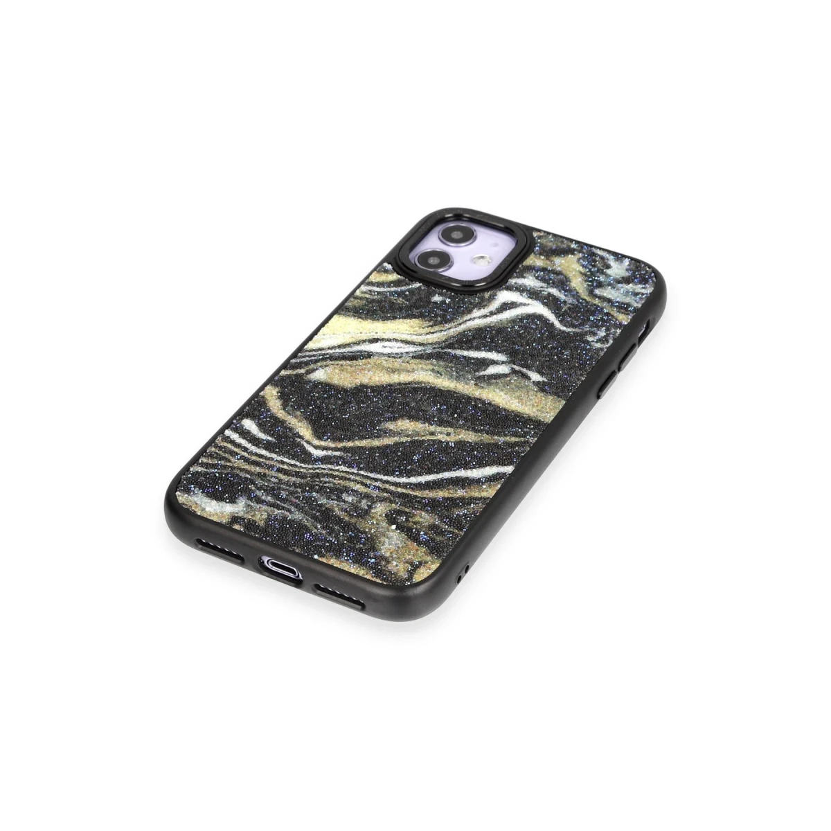 Newface Apple iPhone 12 Kılıf Moda Simli Kapak - Siyah — görsel 10