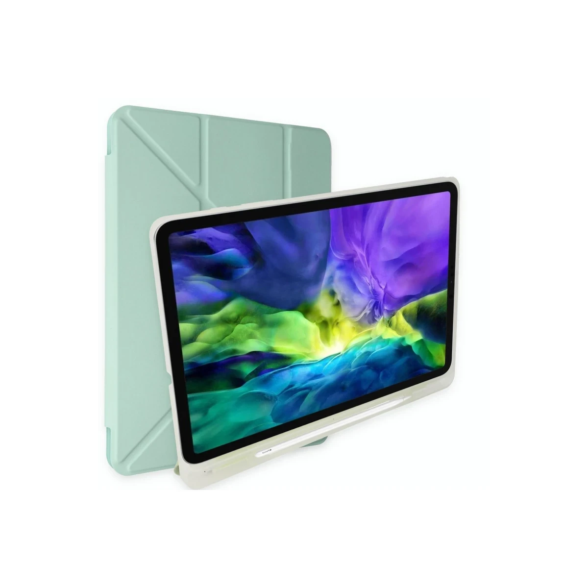 Newface Samsung Galaxy P610 Tab S6 Lite 10.4 Kılıf Kalemlikli Mars Tablet Kılıfı - Açık Yeşil
