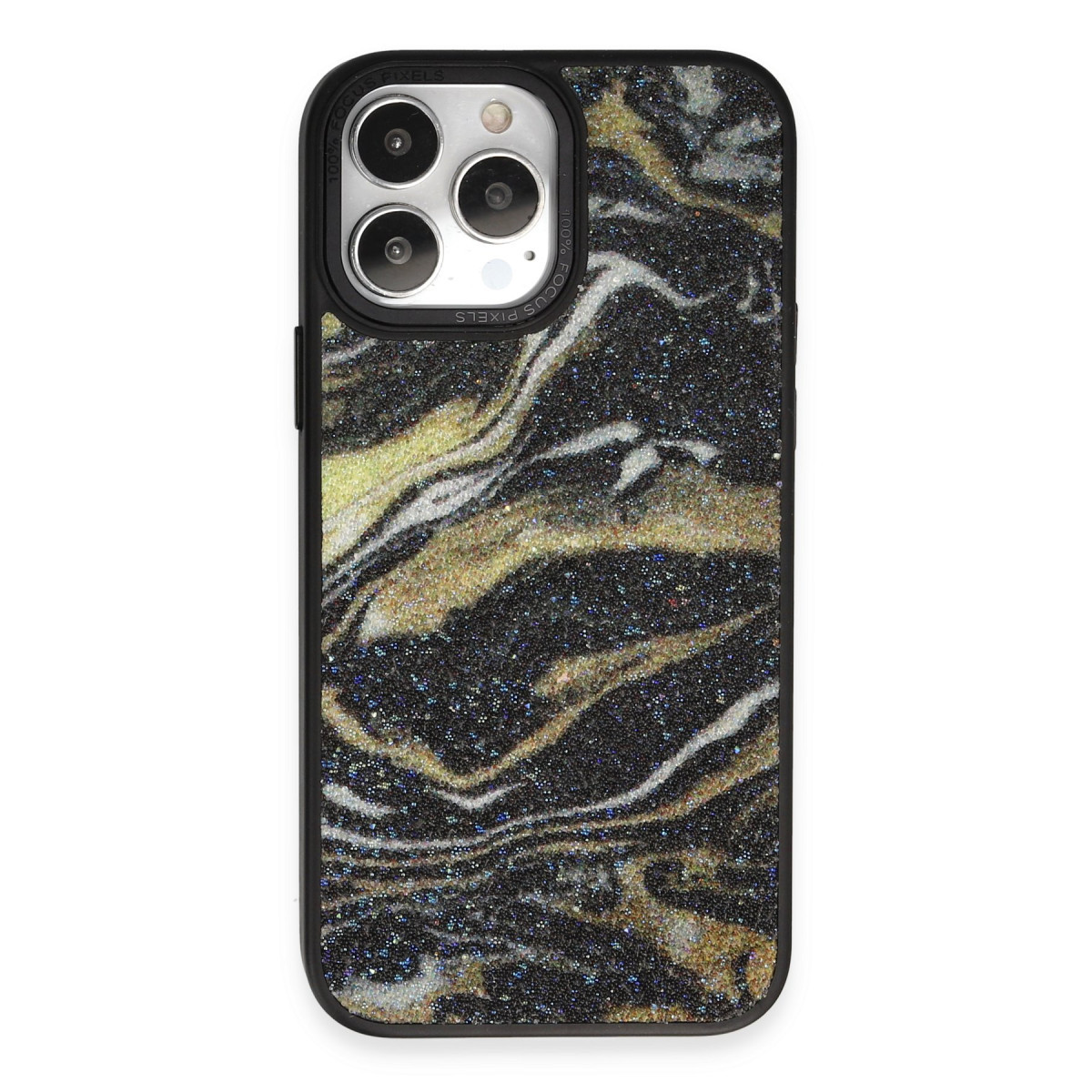 Newface Apple iPhone 13 Pro Kılıf Moda Simli Kapak - Siyah — görsel 11