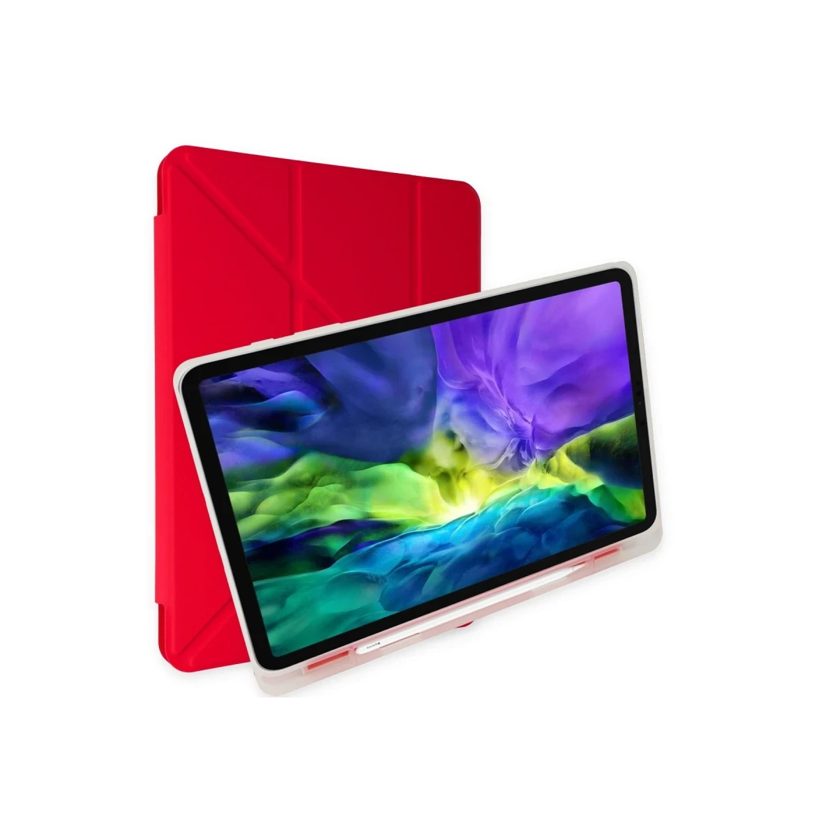 Newface Samsung Galaxy P610 Tab S6 Lite 10.4 Kılıf Kalemlikli Mars Tablet Kılıfı - Kırmızı