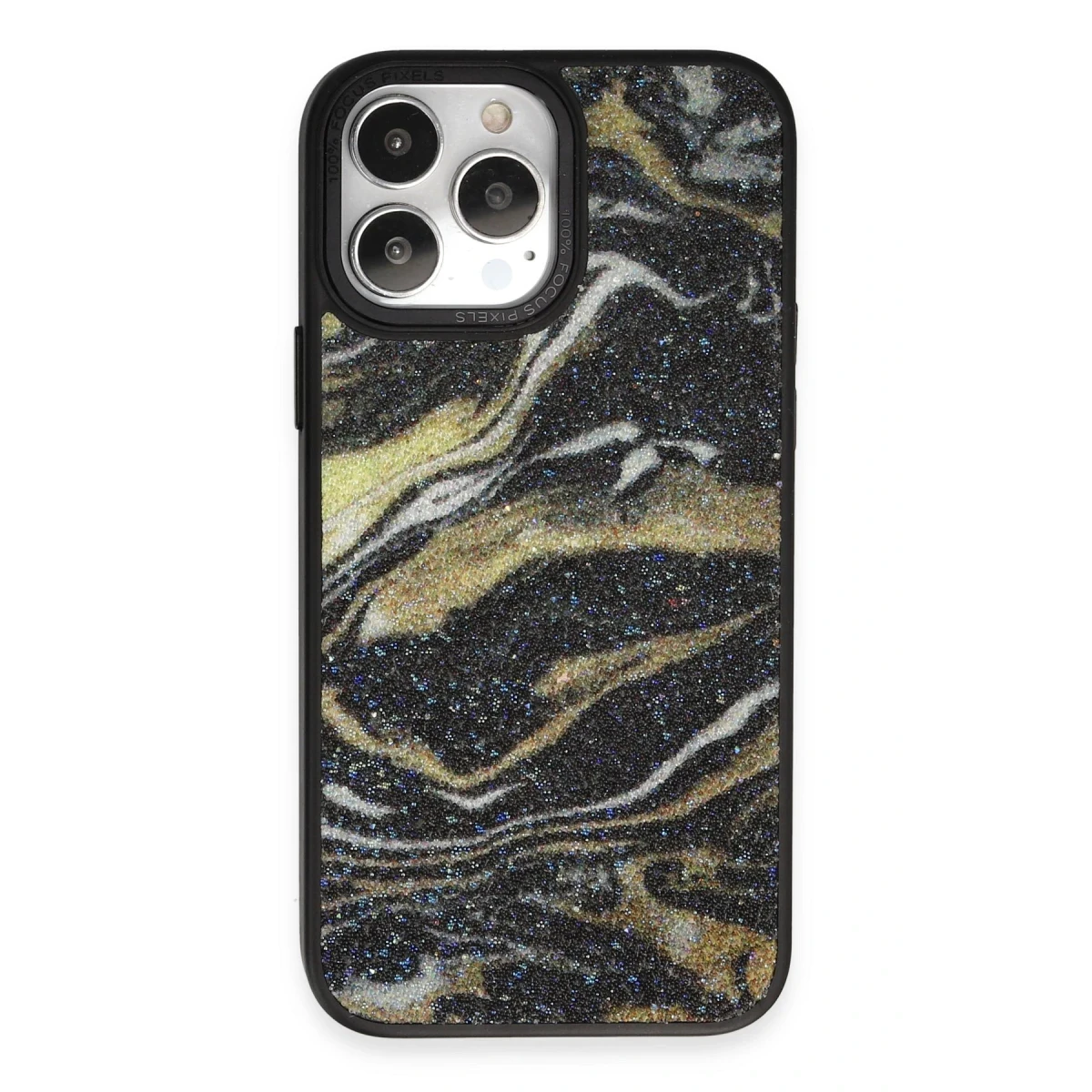 Newface Apple iPhone 13 Pro Max Kılıf Moda Simli Kapak - Siyah — görsel 6