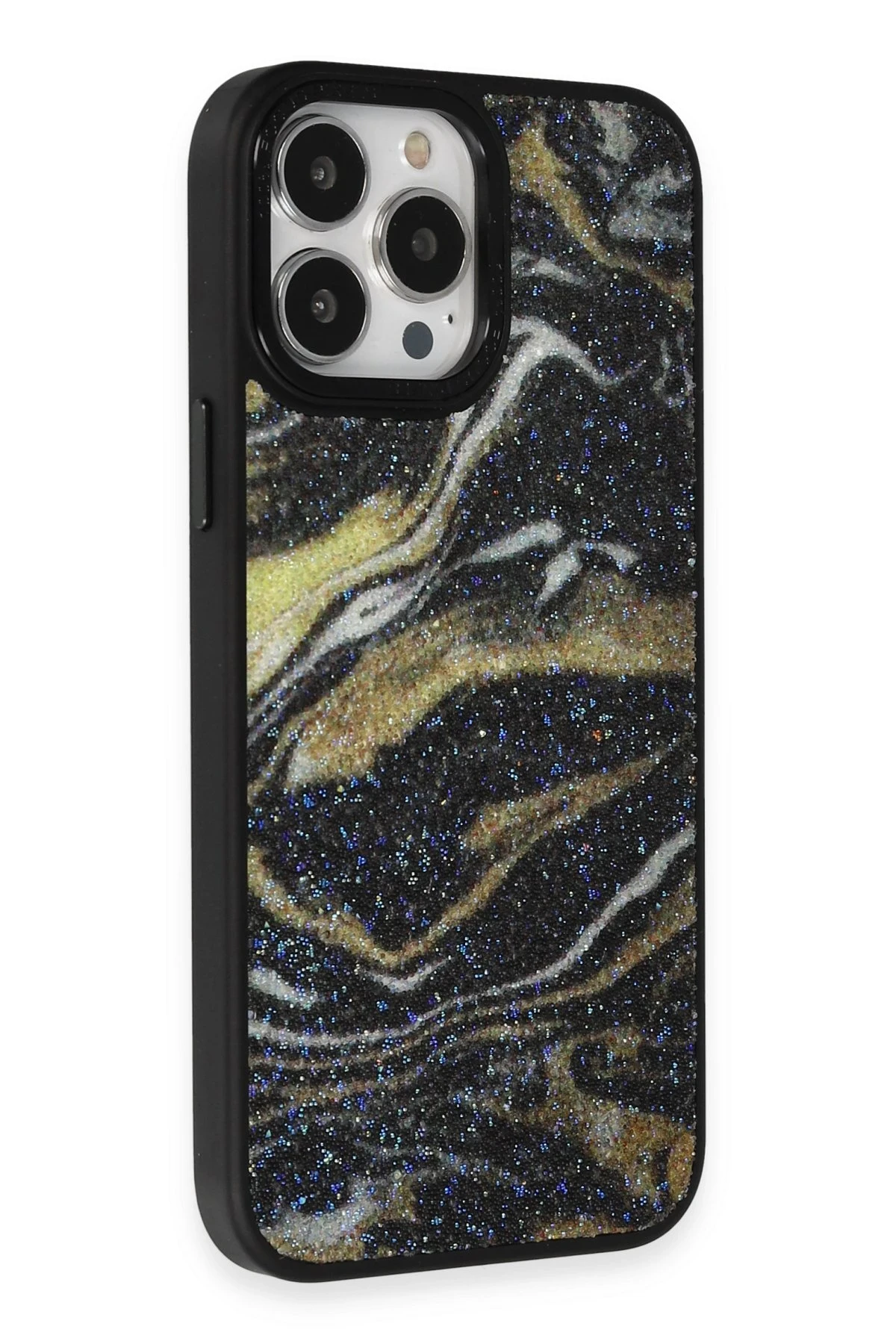Newface Apple iPhone 13 Pro Max Kılıf Moda Simli Kapak - Siyah — görsel 2