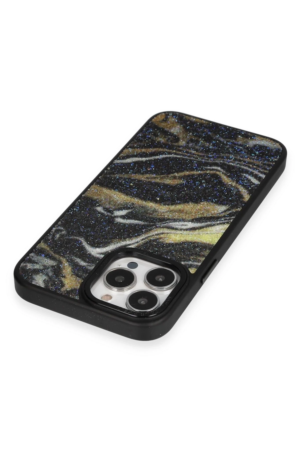 Newface Apple iPhone 13 Pro Max Kılıf Moda Simli Kapak - Siyah — görsel 4