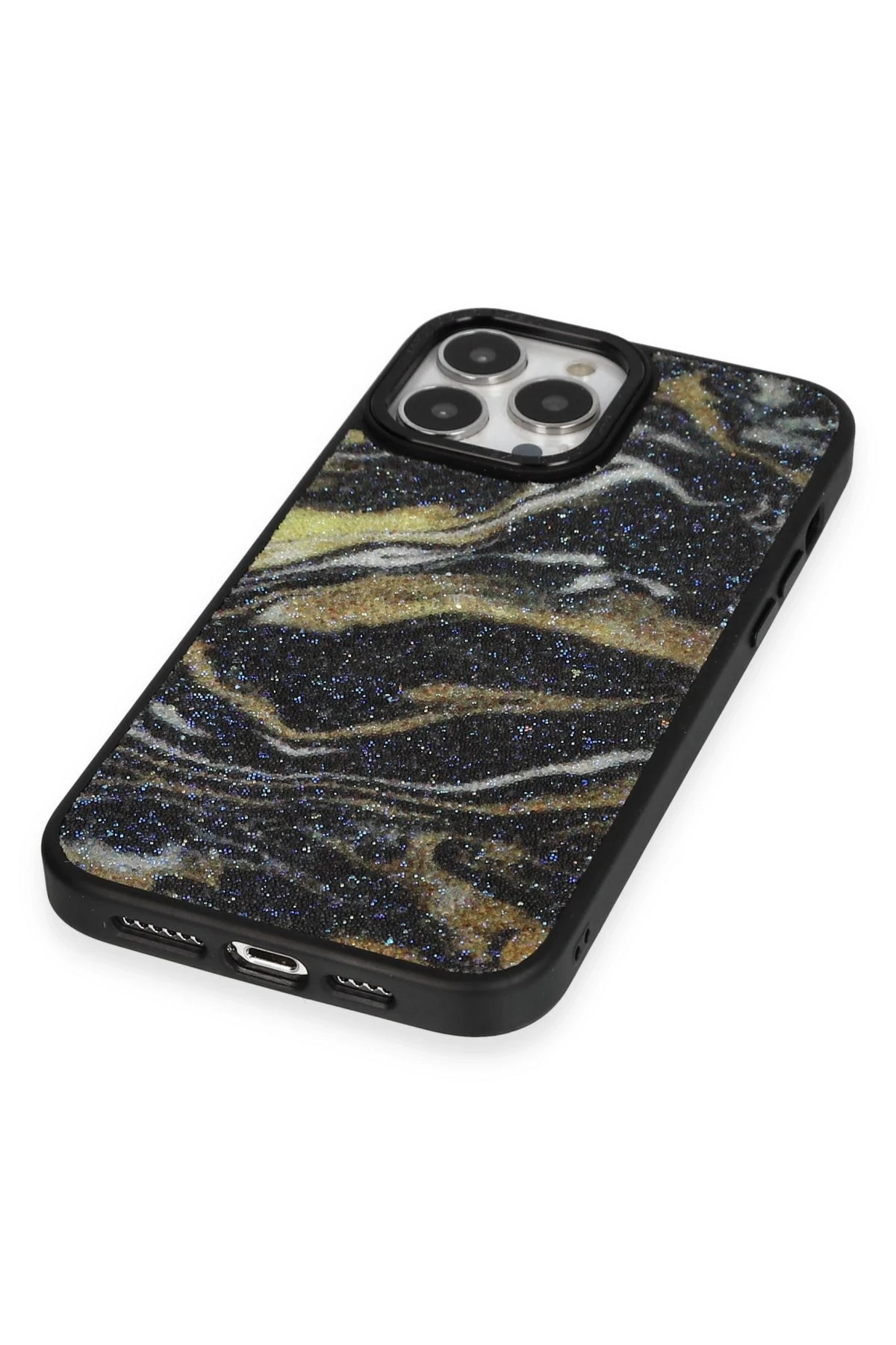 Newface Apple iPhone 13 Pro Max Kılıf Moda Simli Kapak - Siyah — görsel 5