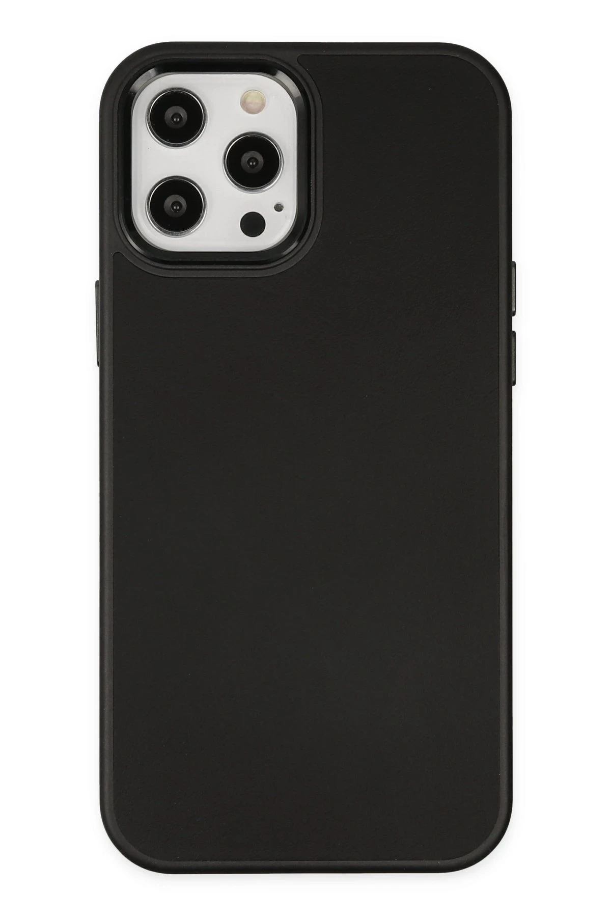 Newface iPhone 12 Pro Max Kılıf Asya Deri Silikon - Siyah