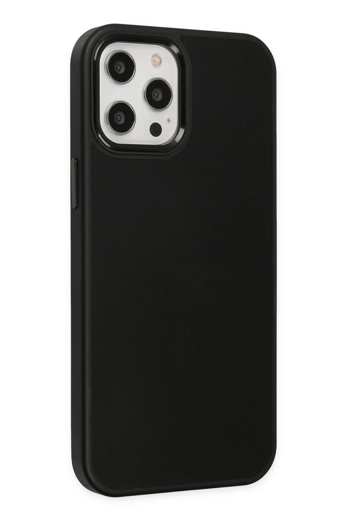 Newface iPhone 12 Pro Max Kılıf Asya Deri Silikon - Siyah