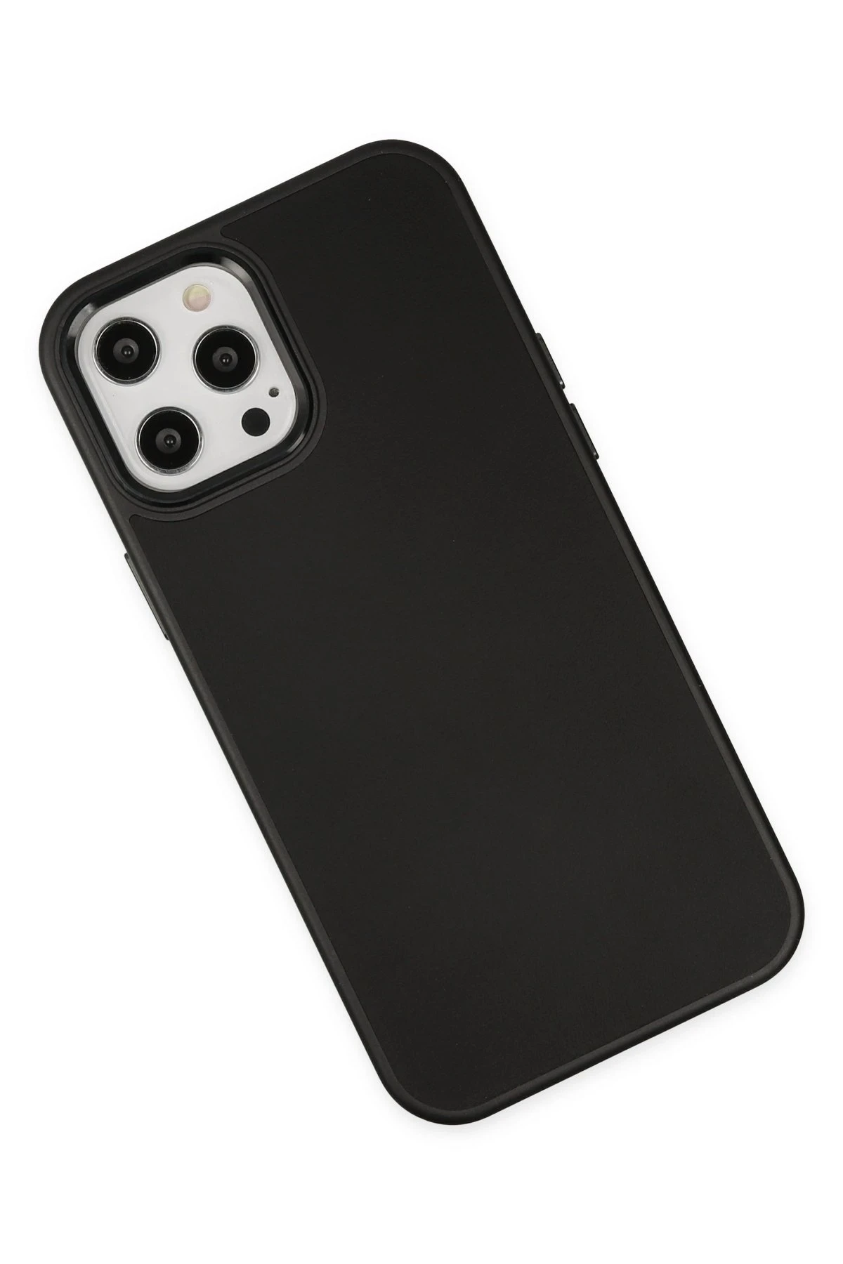 Newface iPhone 12 Pro Max Kılıf Asya Deri Silikon - Siyah