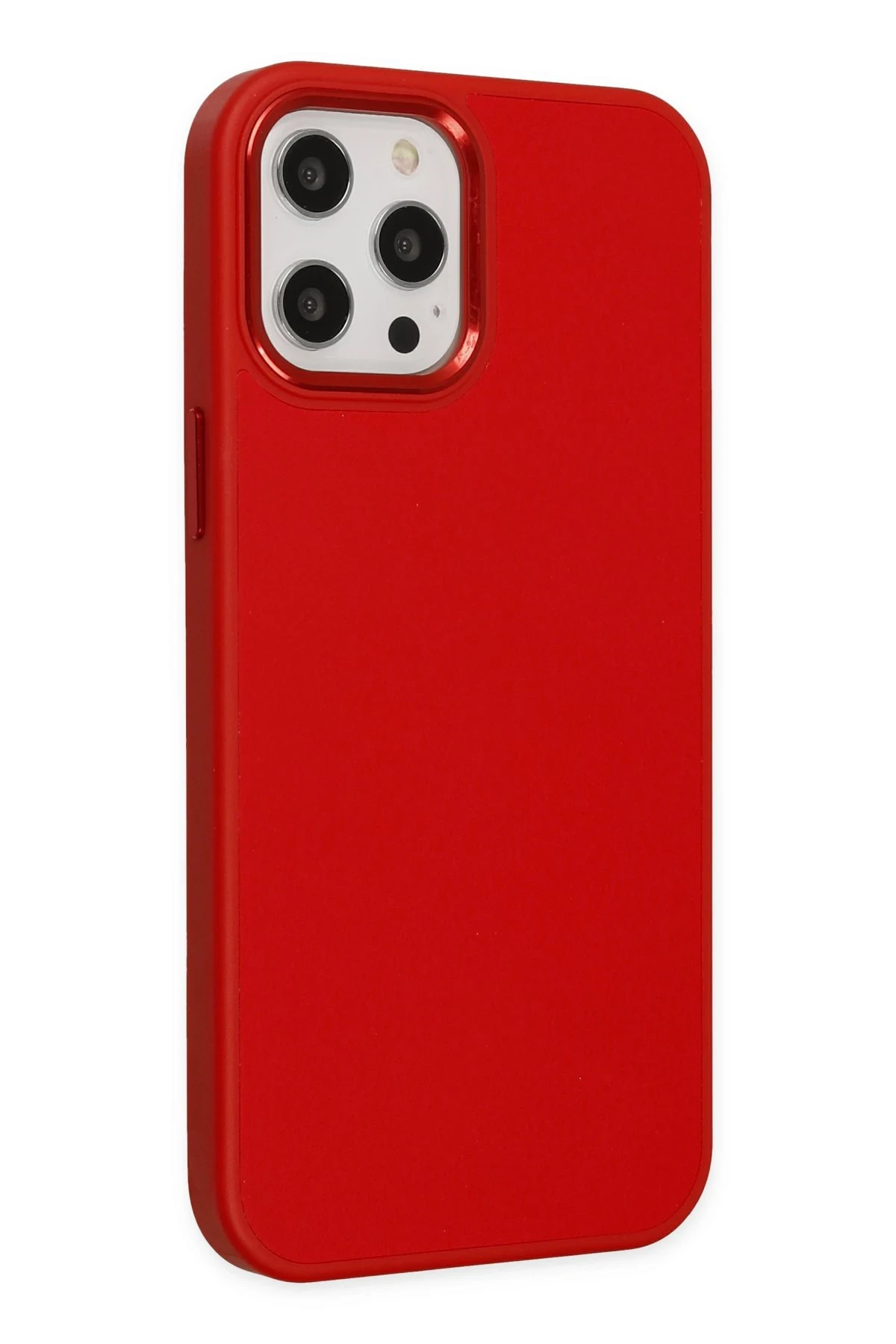 Newface iPhone 12 Pro Max Kılıf Asya Deri Silikon - Kırmızı