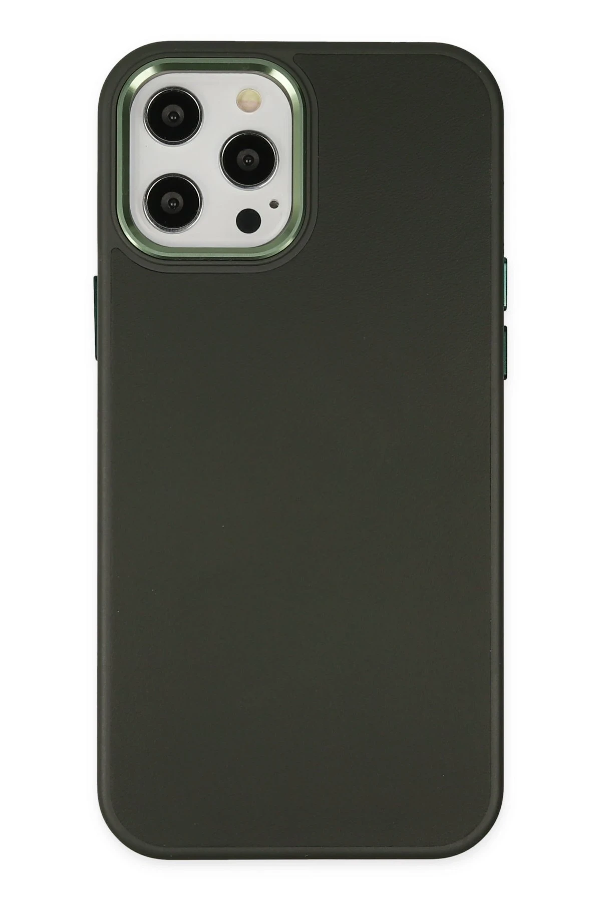 Newface iPhone 12 Pro Max Kılıf Asya Deri Silikon - Koyu Yeşil