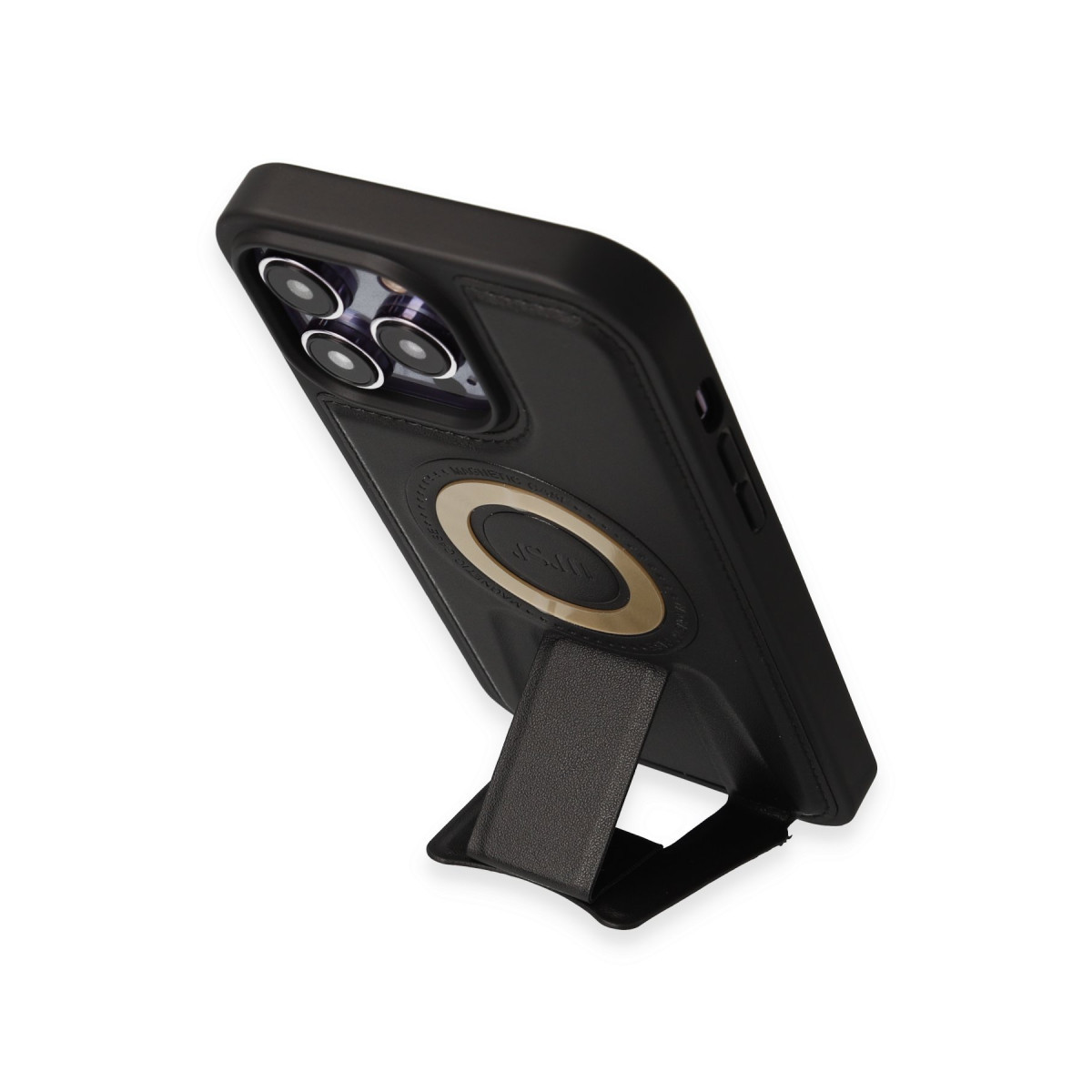 Newface Apple iPhone 14 Pro Max Kılıf Merkür Magneticsafe Standlı Kapak - Siyah — görsel 12