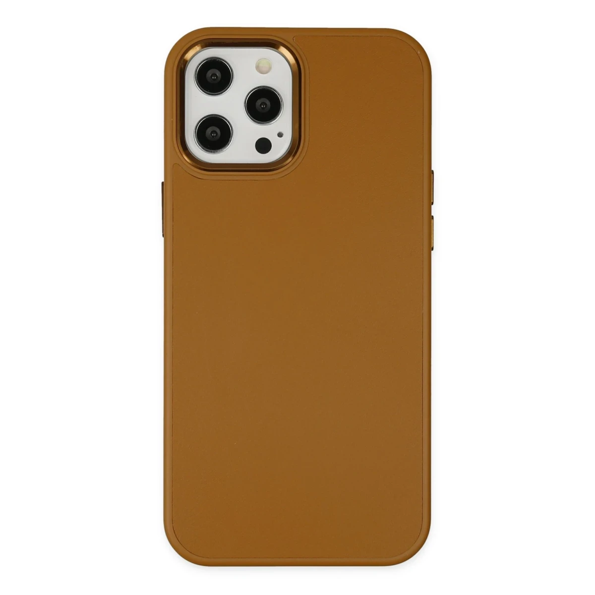 Apple iPhone 12 Pro Max Kılıf Asya Deri Silikon - Kahverengi