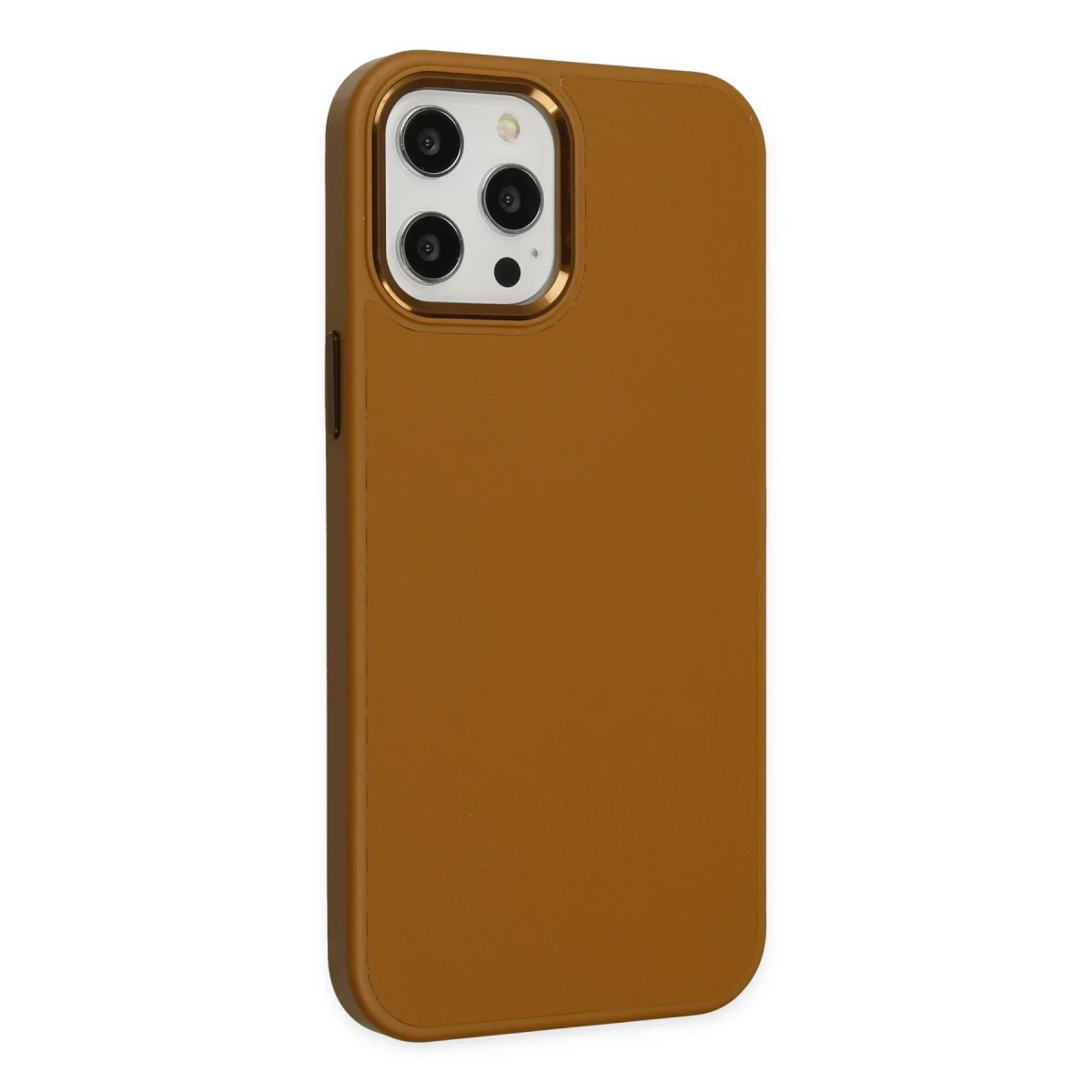 Apple iPhone 12 Pro Max Kılıf Asya Deri Silikon - Kahverengi