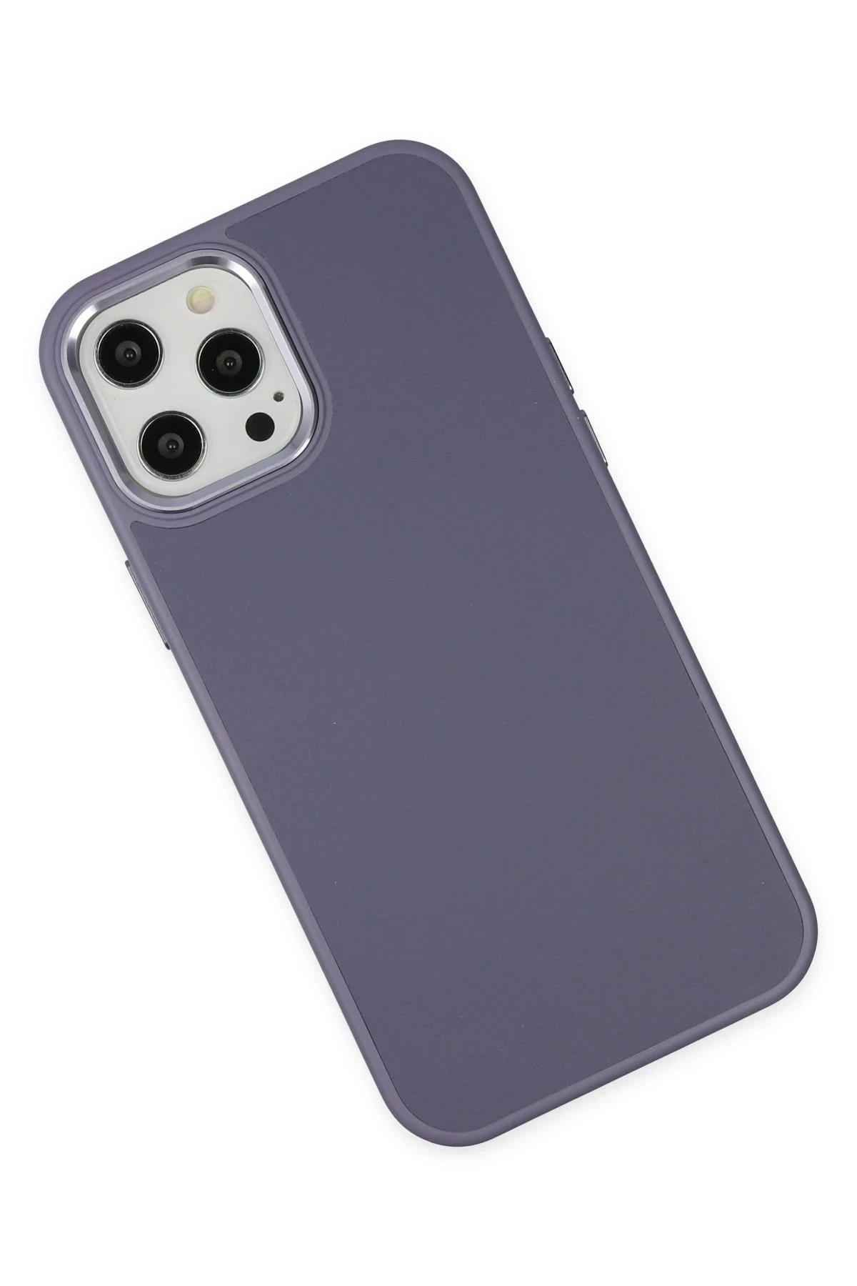 Newface iPhone 12 Pro Max Kılıf Asya Deri Silikon - Mor