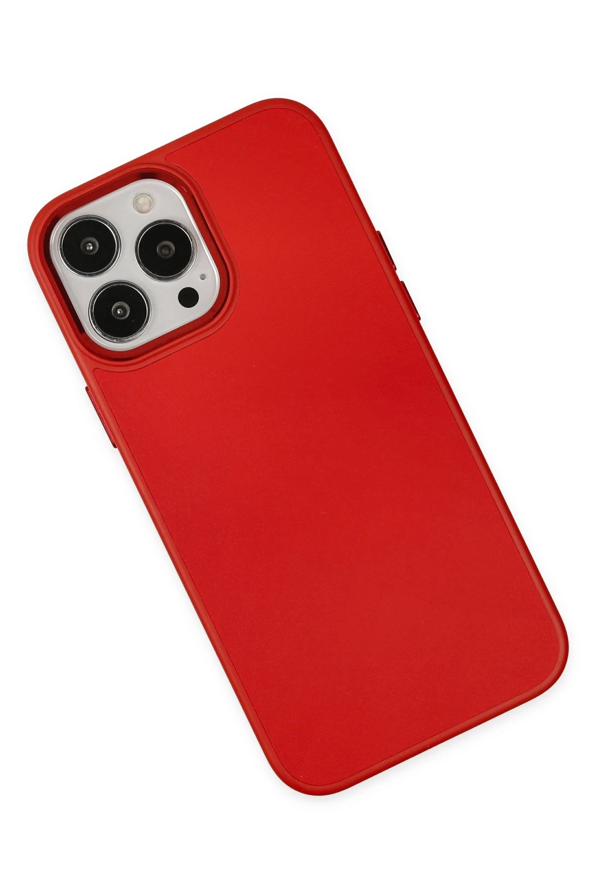 Newface iPhone 13 Pro Kılıf Asya Deri Silikon - Kırmızı