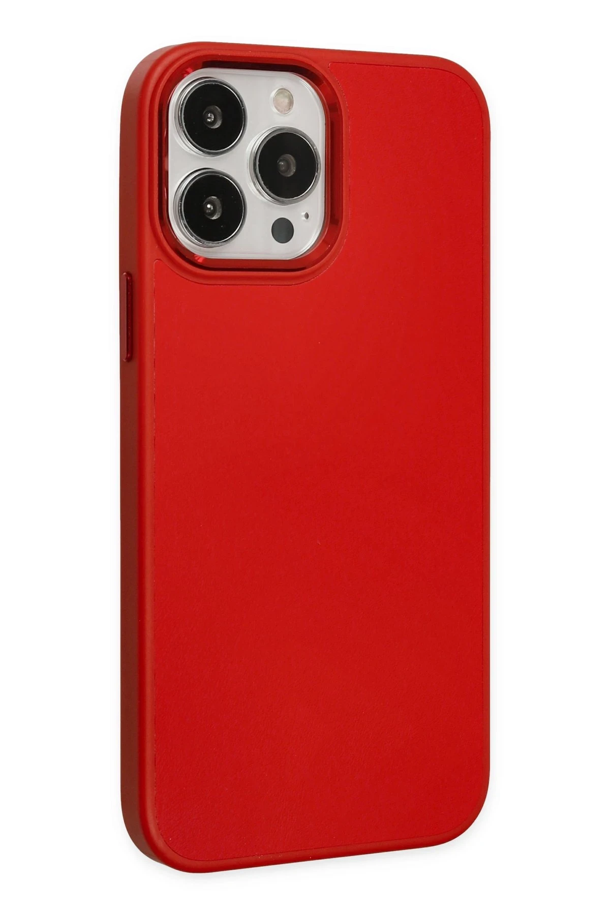 Newface iPhone 13 Pro Max Kılıf Asya Deri Silikon - Kırmızı